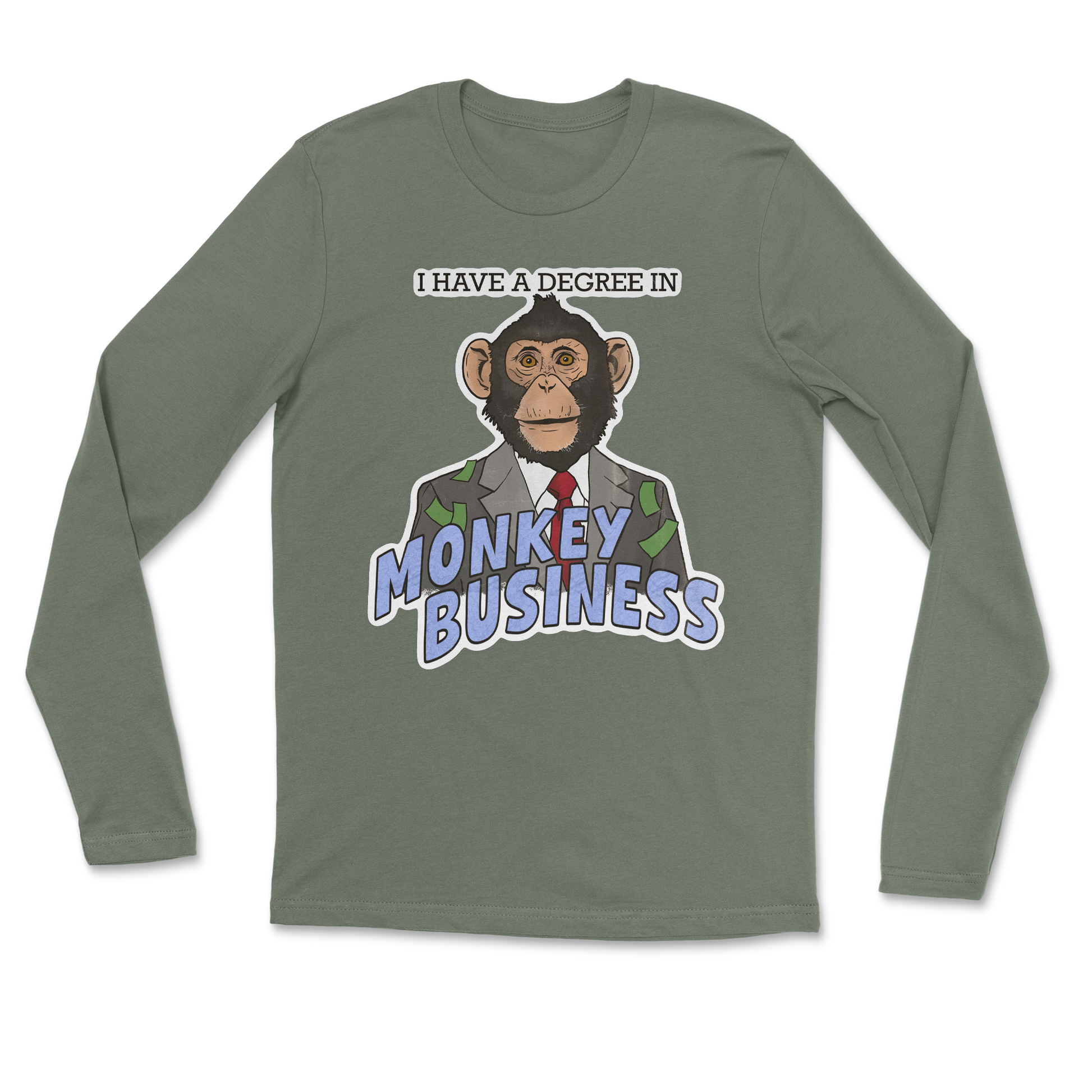 Heavy Blend Long Sleeve Monkey Business in Military Green