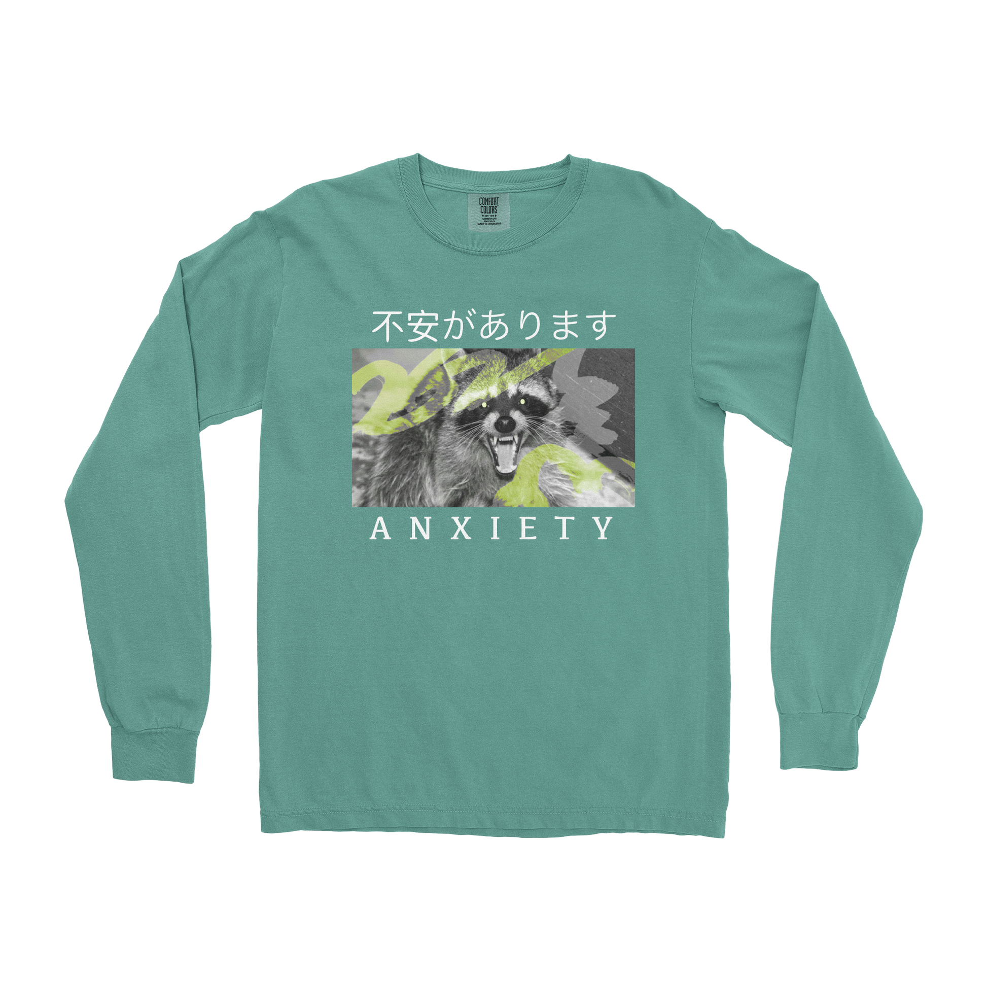 Comfort Colors Long Sleeve Anxiety in Light Green