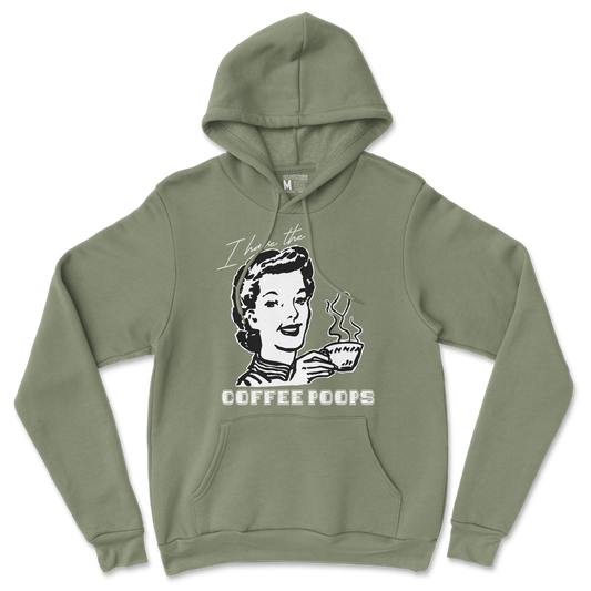 Gildan SoftStyle Hoodie Coffee Poops  in Military-Green