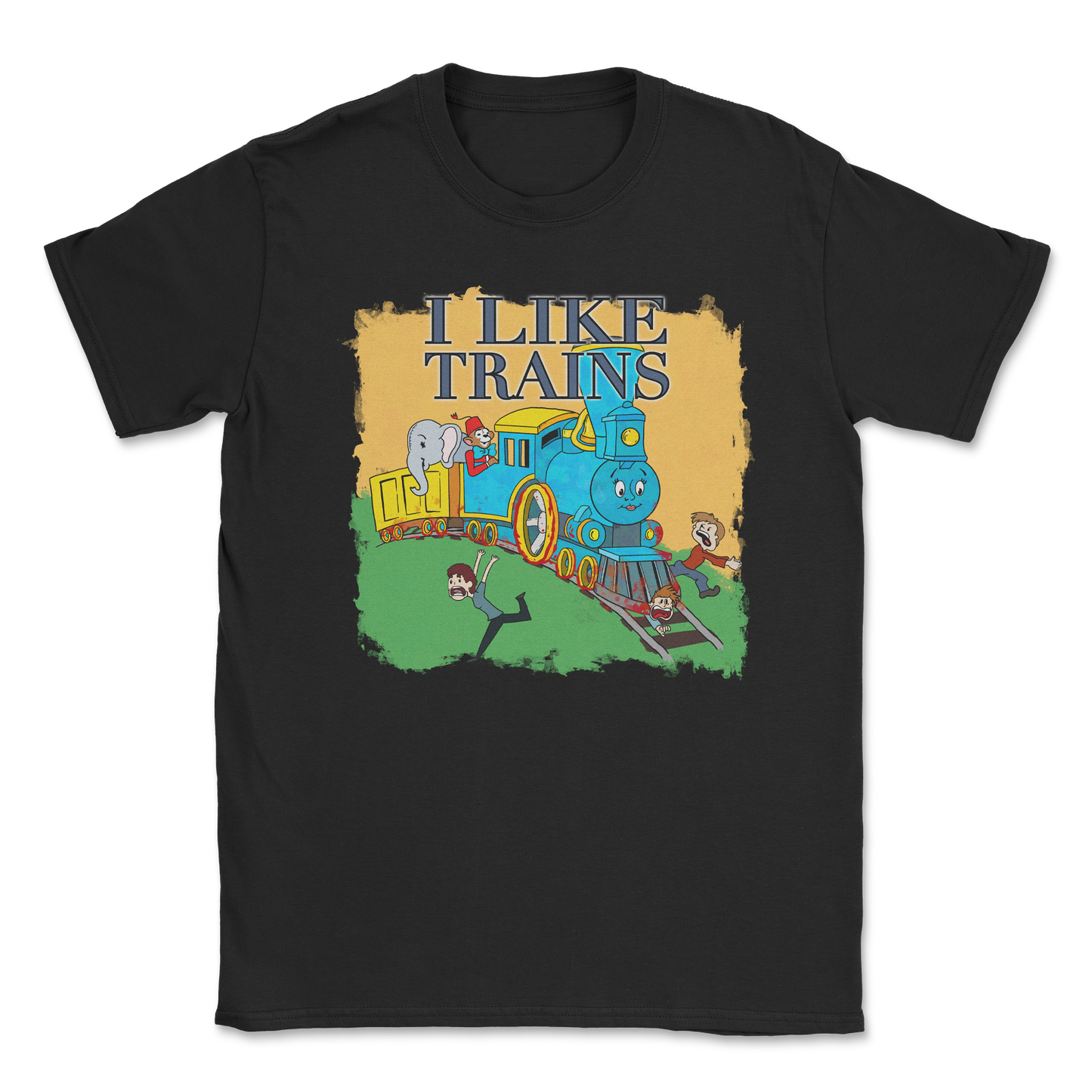 Heavy Blend T-Shirt I Like Trains in Black
