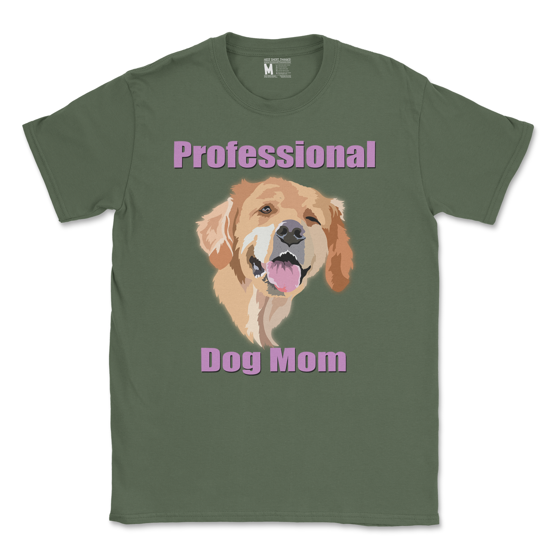 Gildan SoftStyle T-Shirt Dog Mom in Military Green