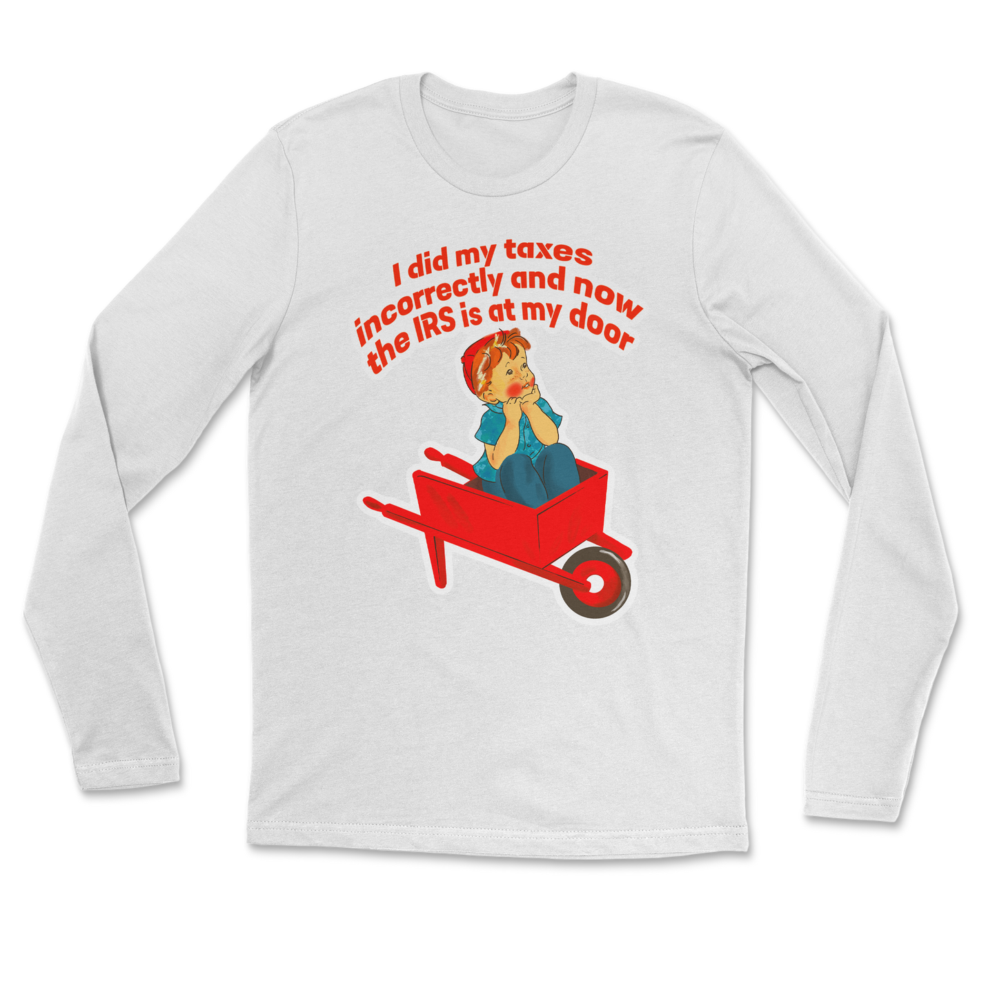 Heavy Blend Long Sleeve Here Comes the IRS in White