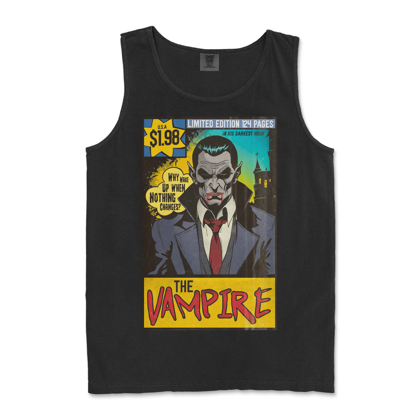 Comfort Colors Tank Top Sad Vampire in Black