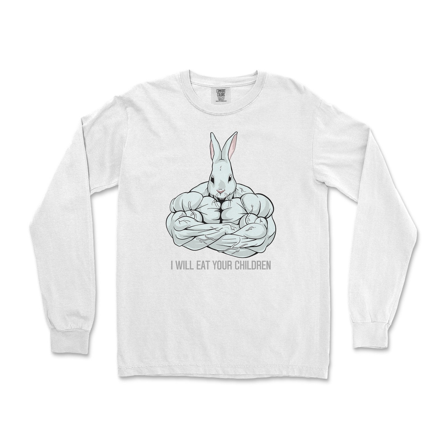 Comfort Colors Long Sleeve Scary Rabbit in White