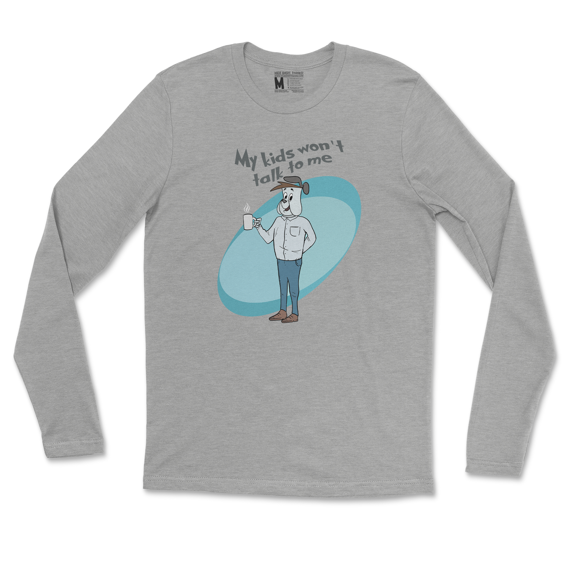 Gildan SoftStyle Long Sleeve My Kids Wont Talk To Me in Sports Grey