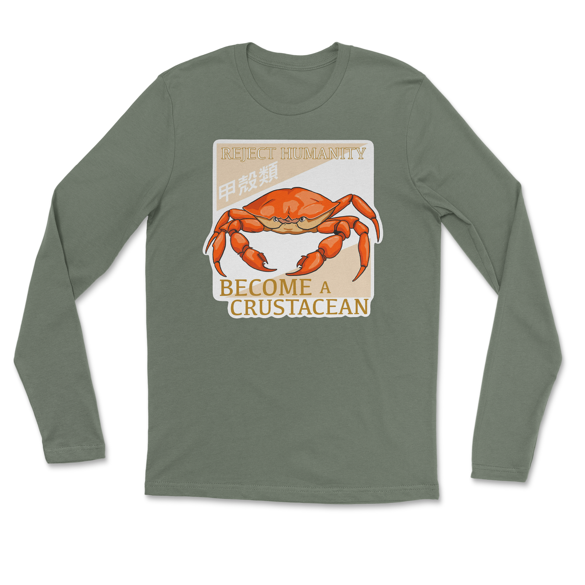 Heavy Blend Long Sleeve Embrace the Crab in Military Green