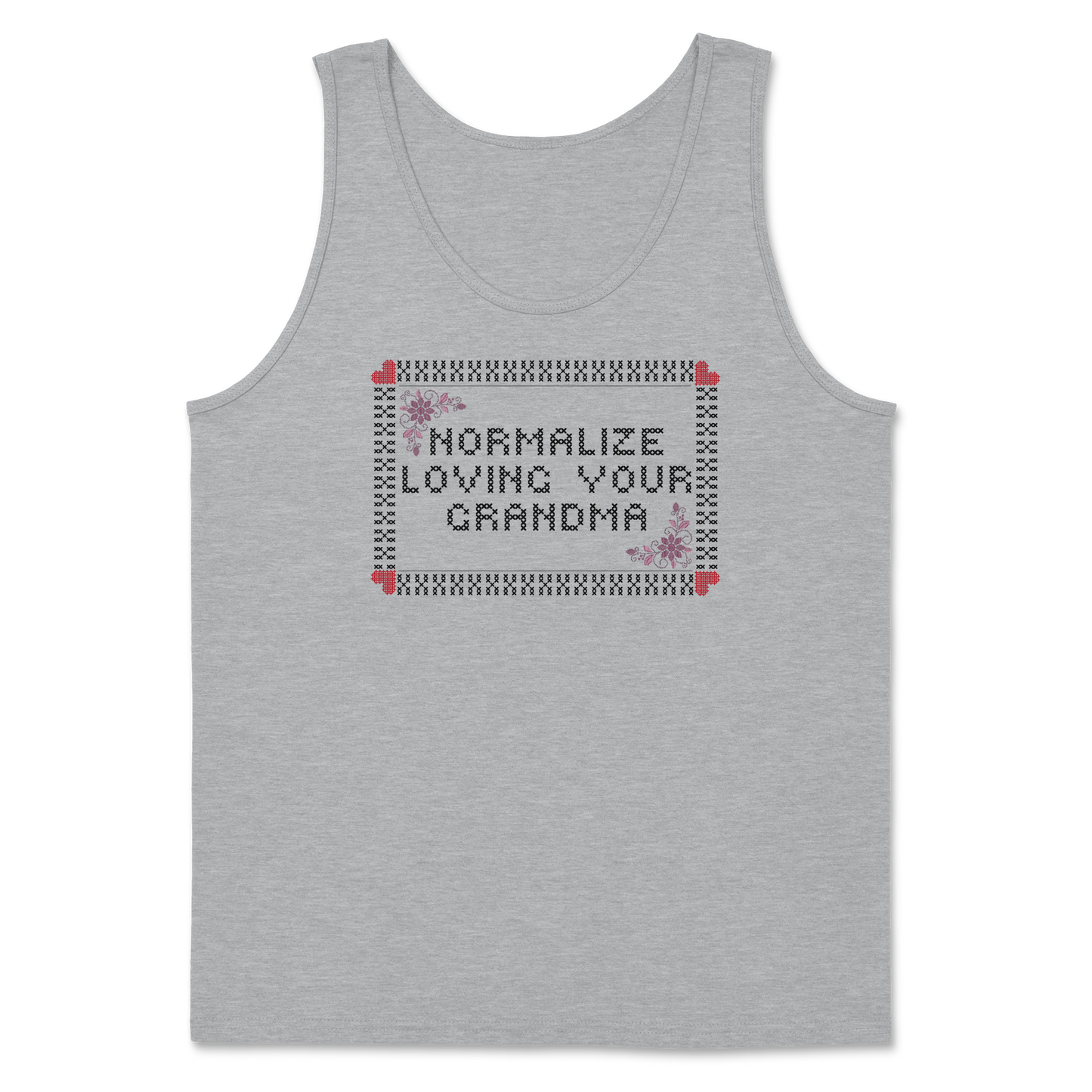 Heavy Blend Tank Top Cross Stitch in Sports Grey