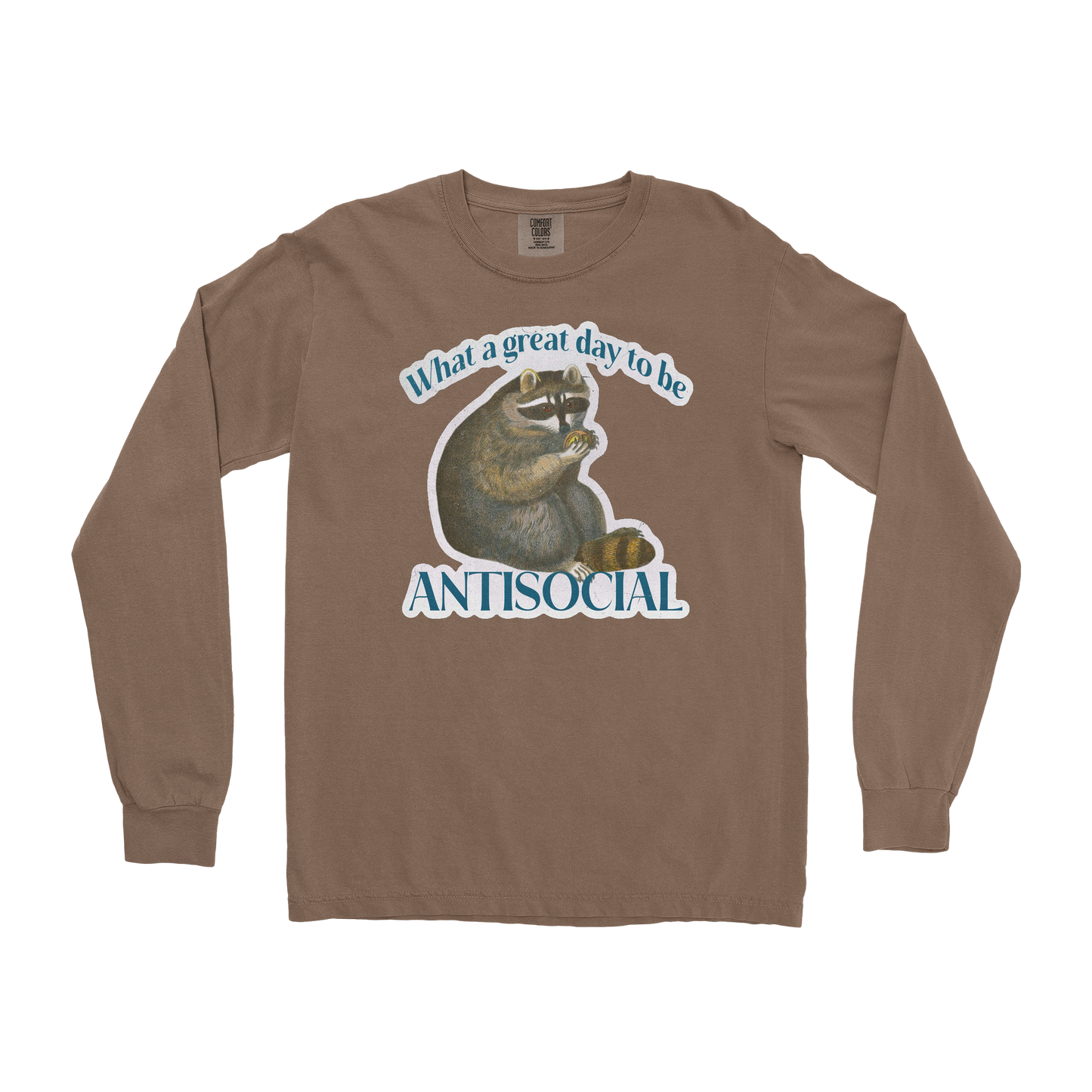 Comfort Colors Long Sleeve Antisocial in Espresso