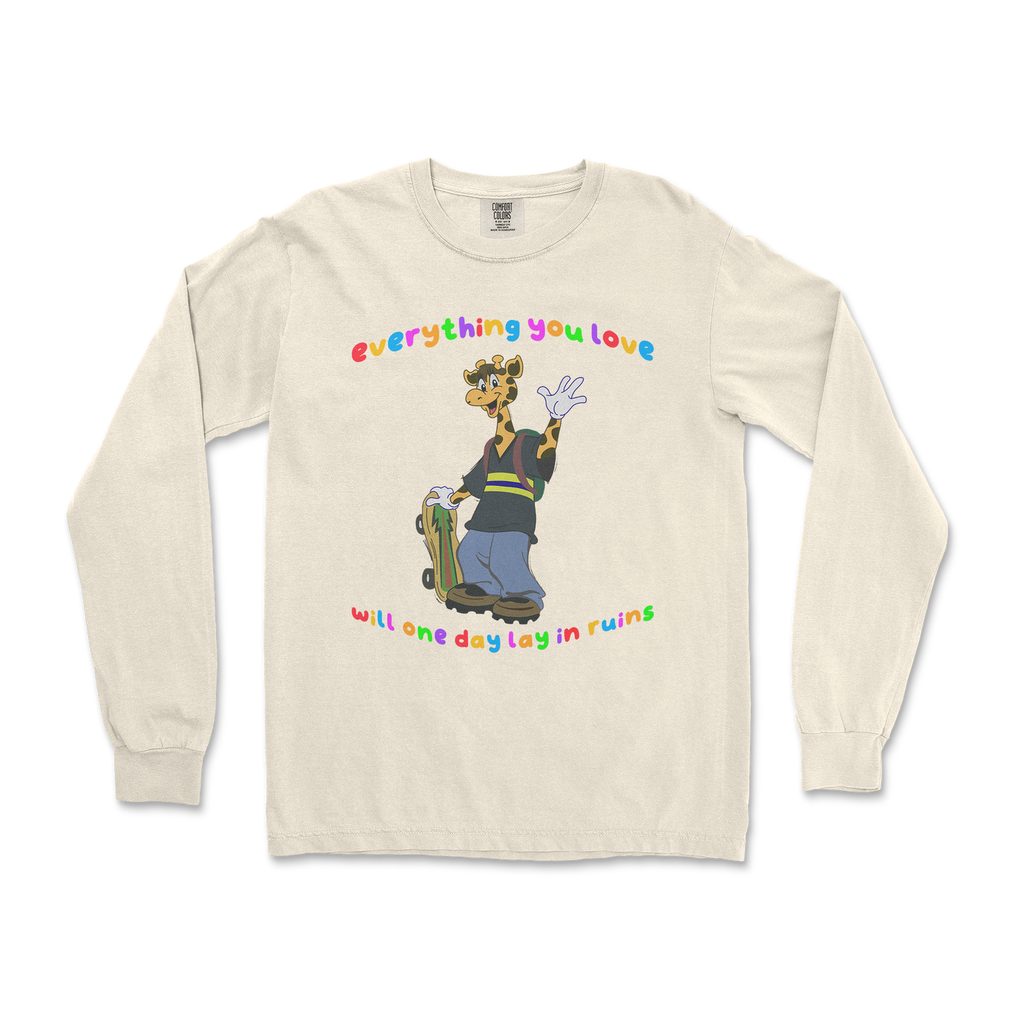 Comfort Colors Long Sleeve Jerry the Giraffe in Ivory