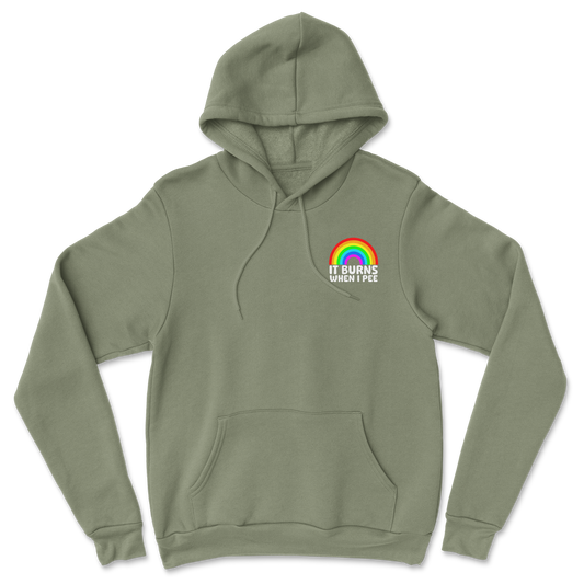 Gildan SoftStyle Hoodie Burns When I Pee  in Military-Green