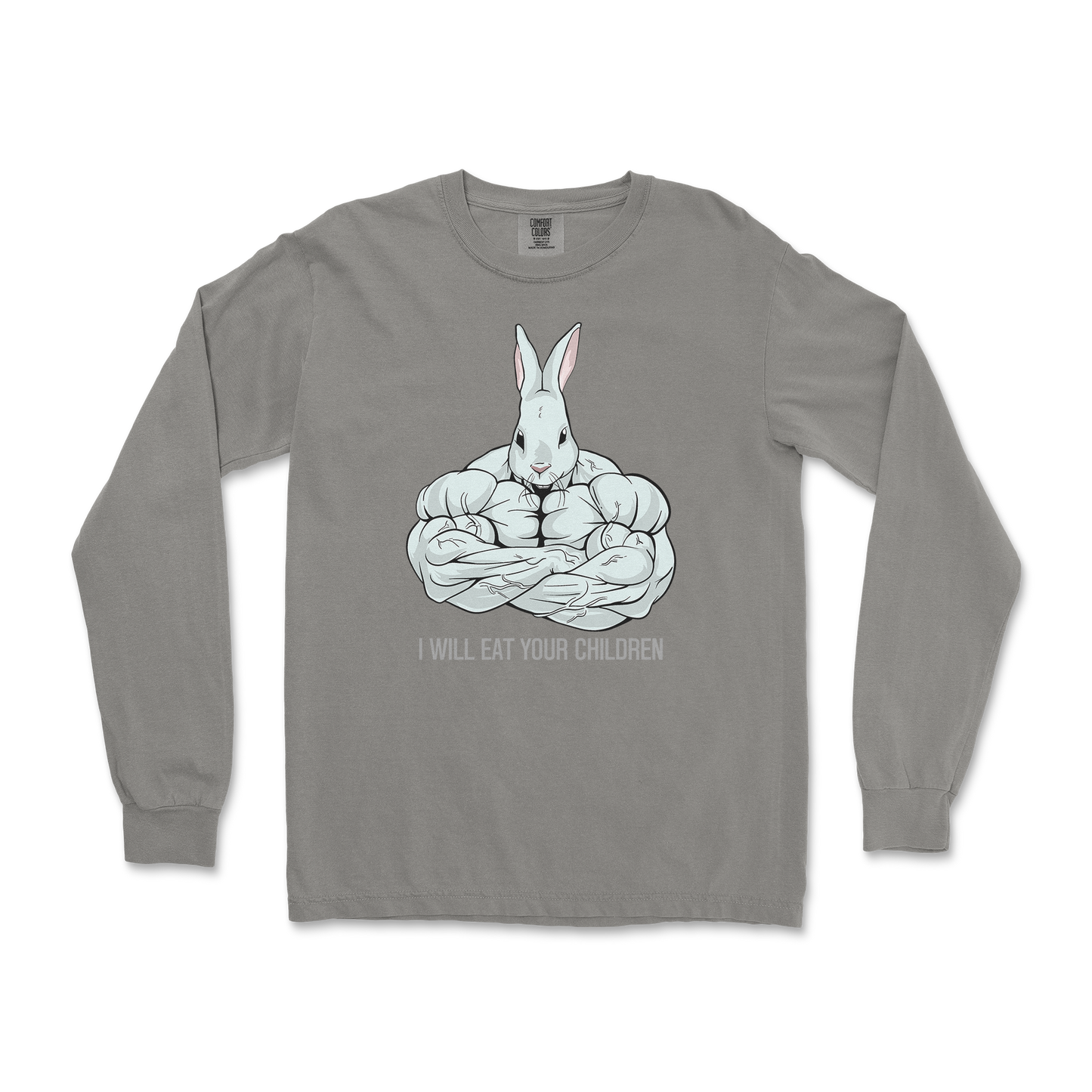 Comfort Colors Long Sleeve Scary Rabbit in Grey