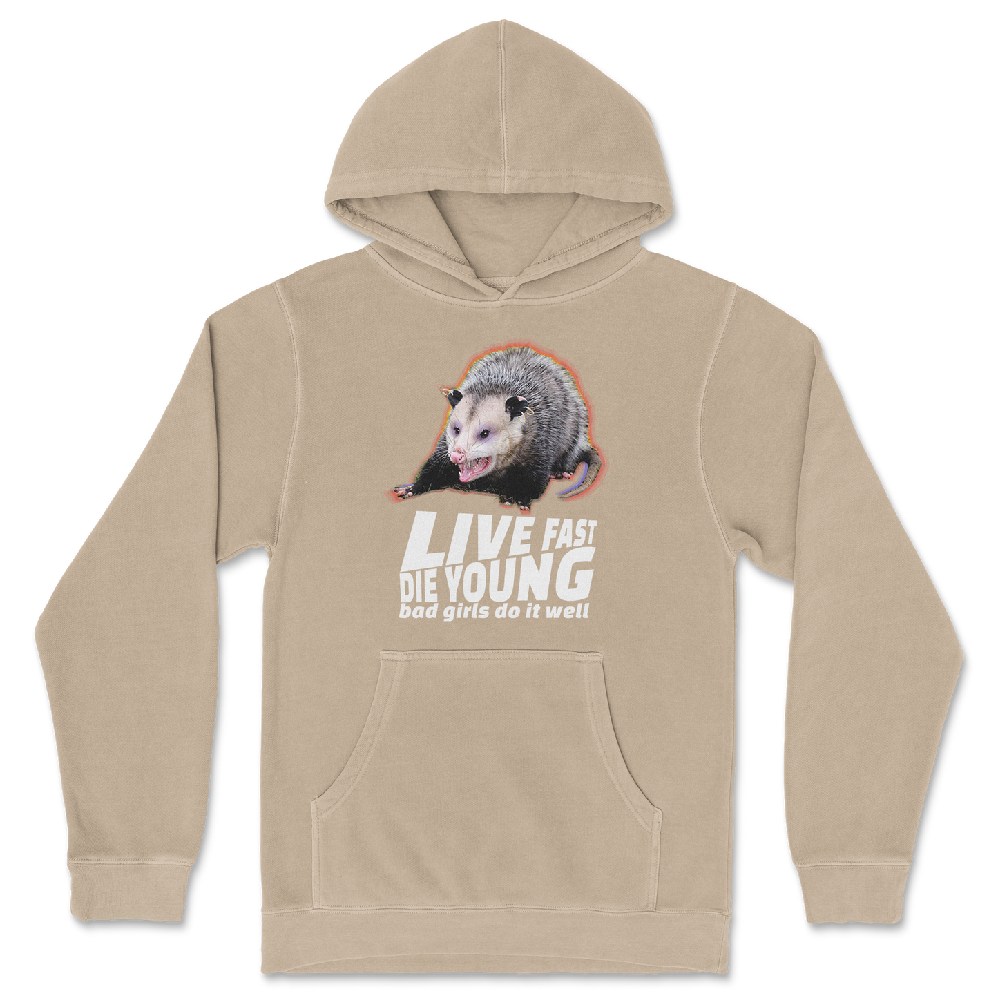 Independent Clothing Co. Hoodie Live Fast Die Young in Sandstone