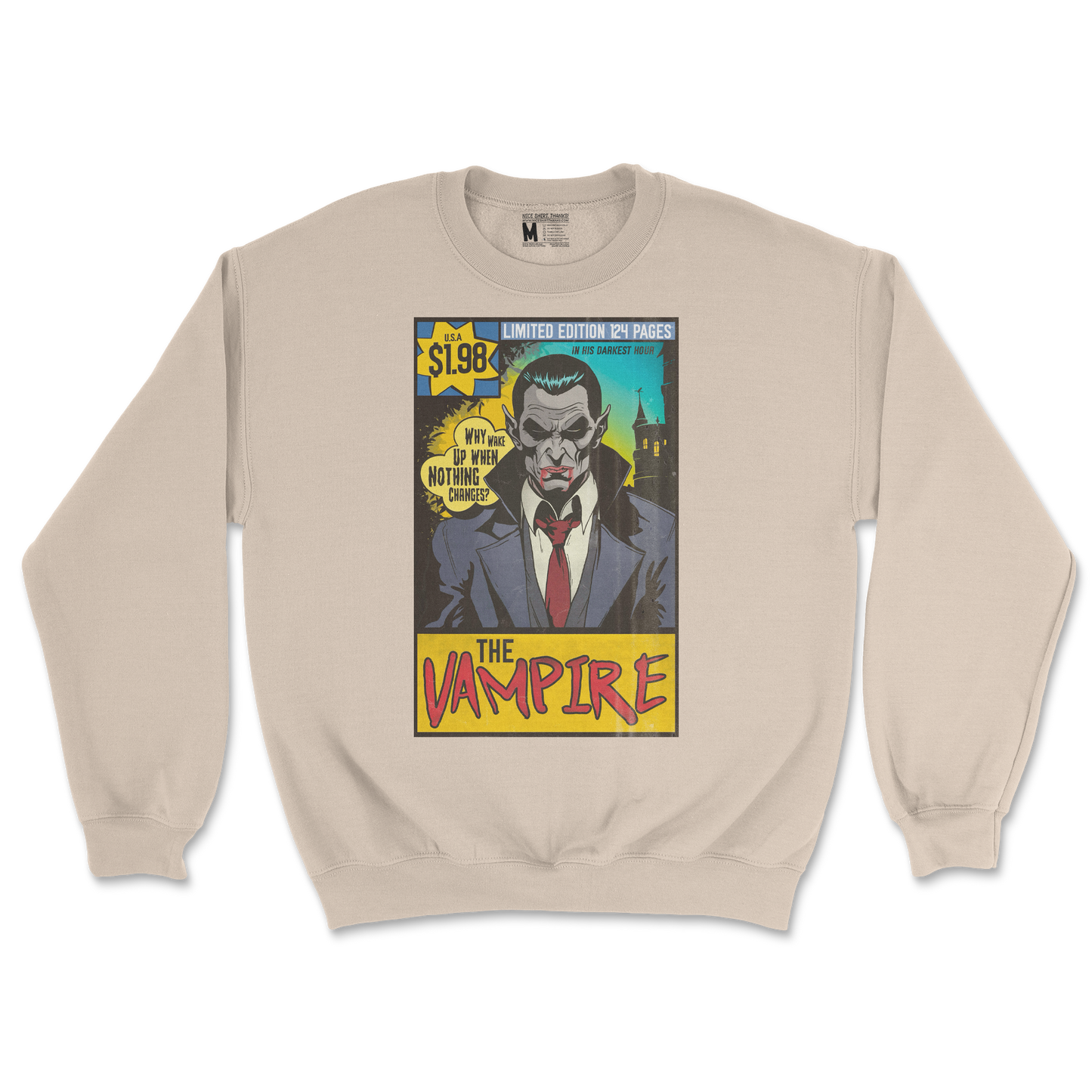 The Nice Shirt Crew Neck Sad Vampire in Sand