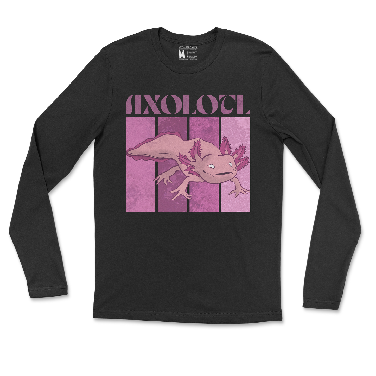 Gildan SoftStyle Long Sleeve Axolotl in Black