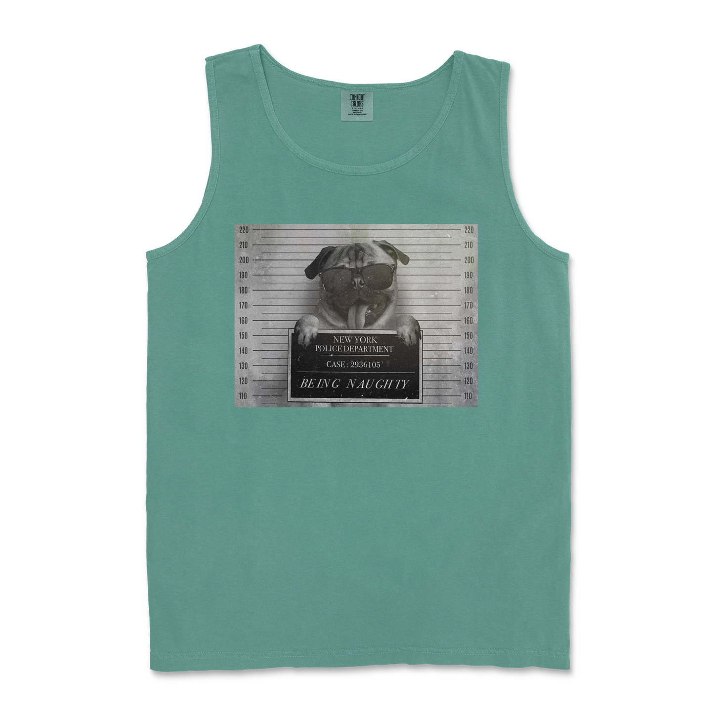 Comfort Colors Tank Top Naughty Pug in LightGreen