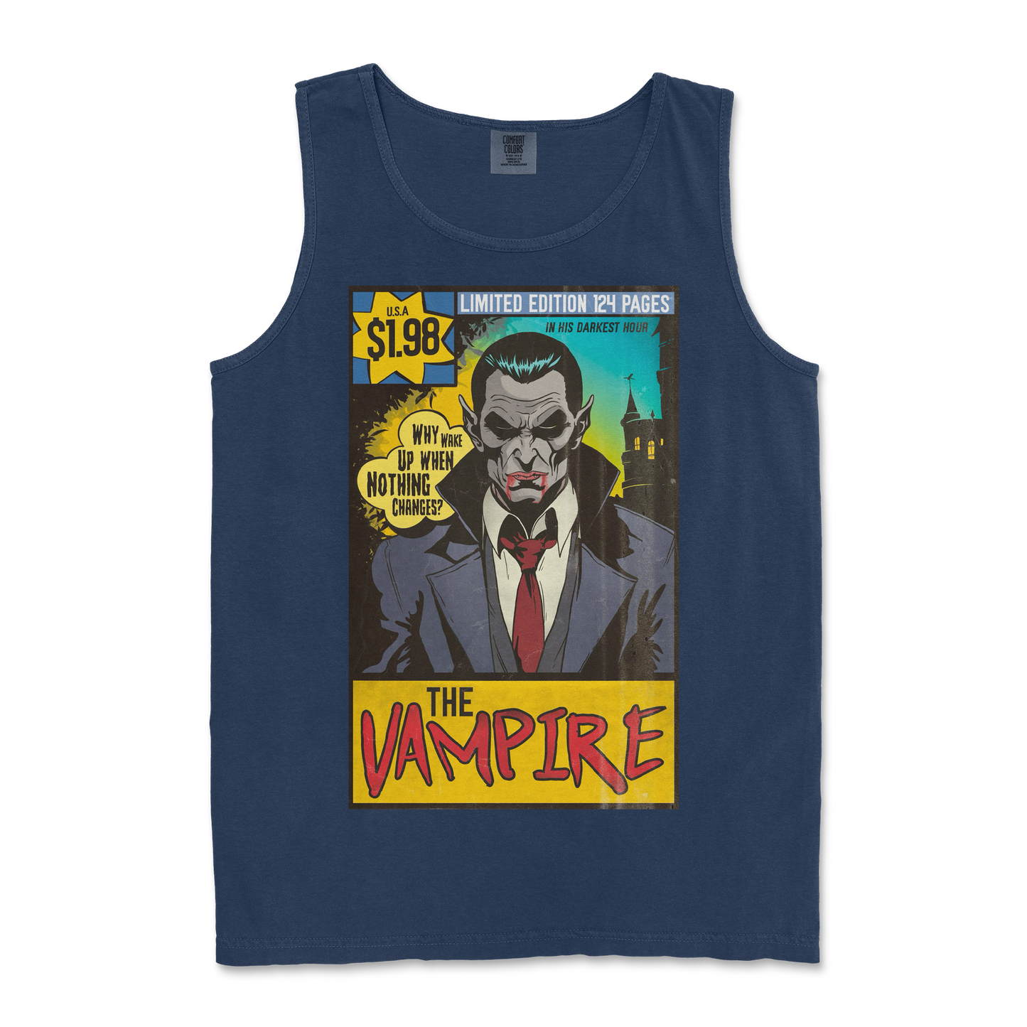 Comfort Colors Tank Top Sad Vampire in True-Navy