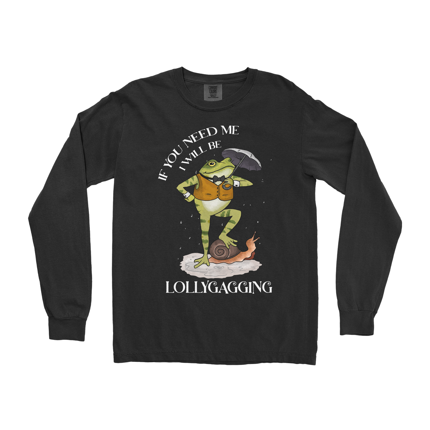 Comfort Colors Long Sleeve Lollygagging in Black