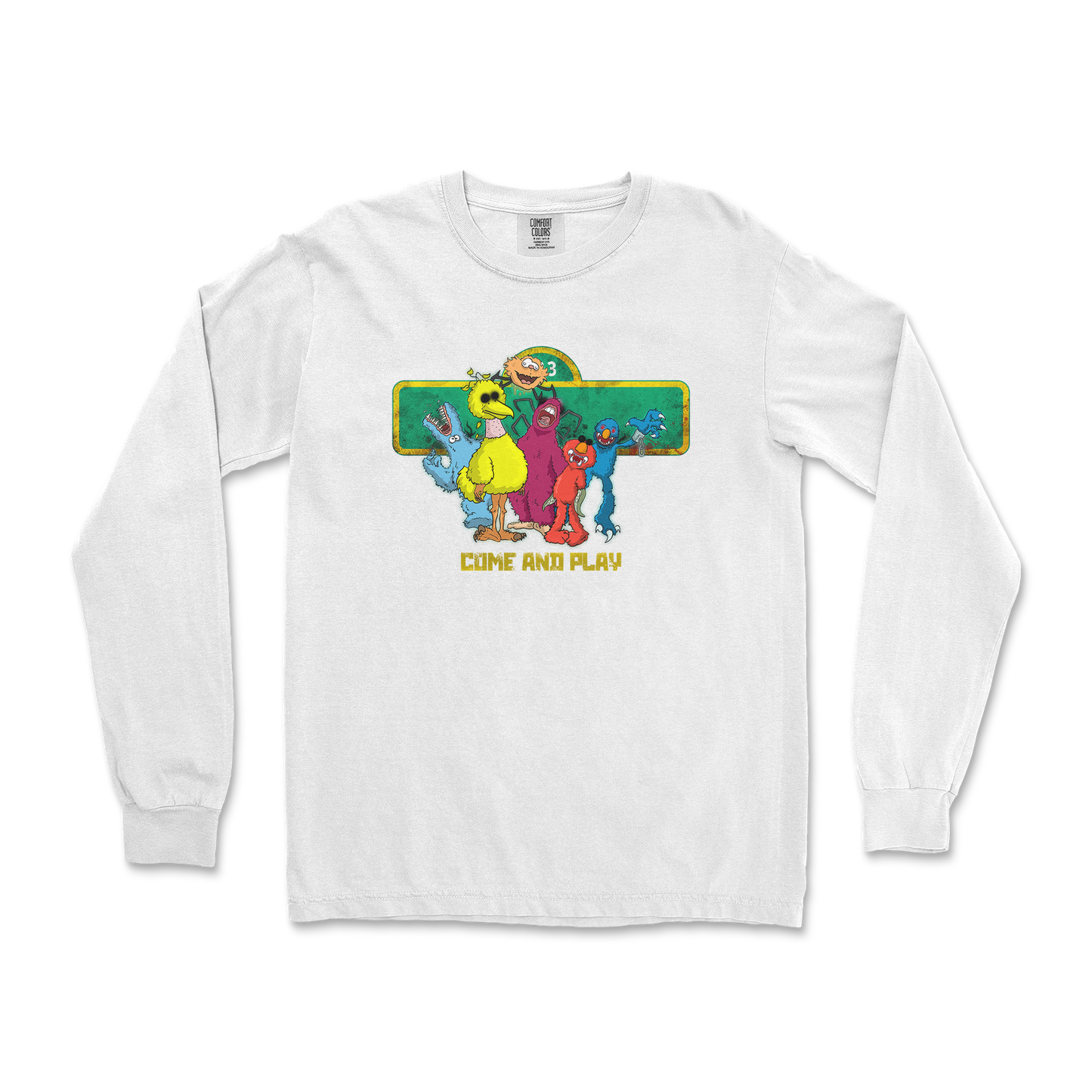Comfort Colors Long Sleeve Cursed Sesame Street in White