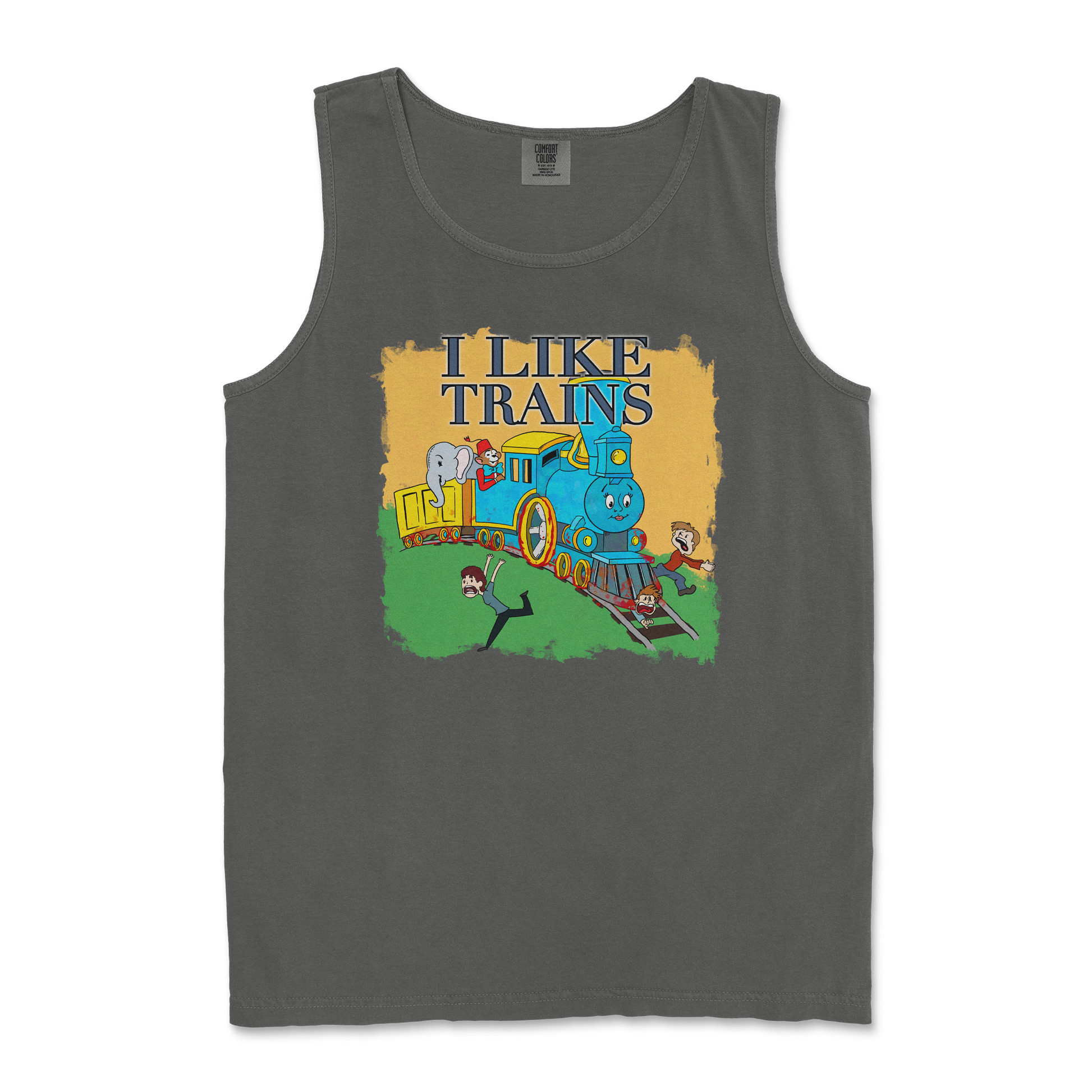 Comfort Colors Tank Top I Like Trains in Pepper