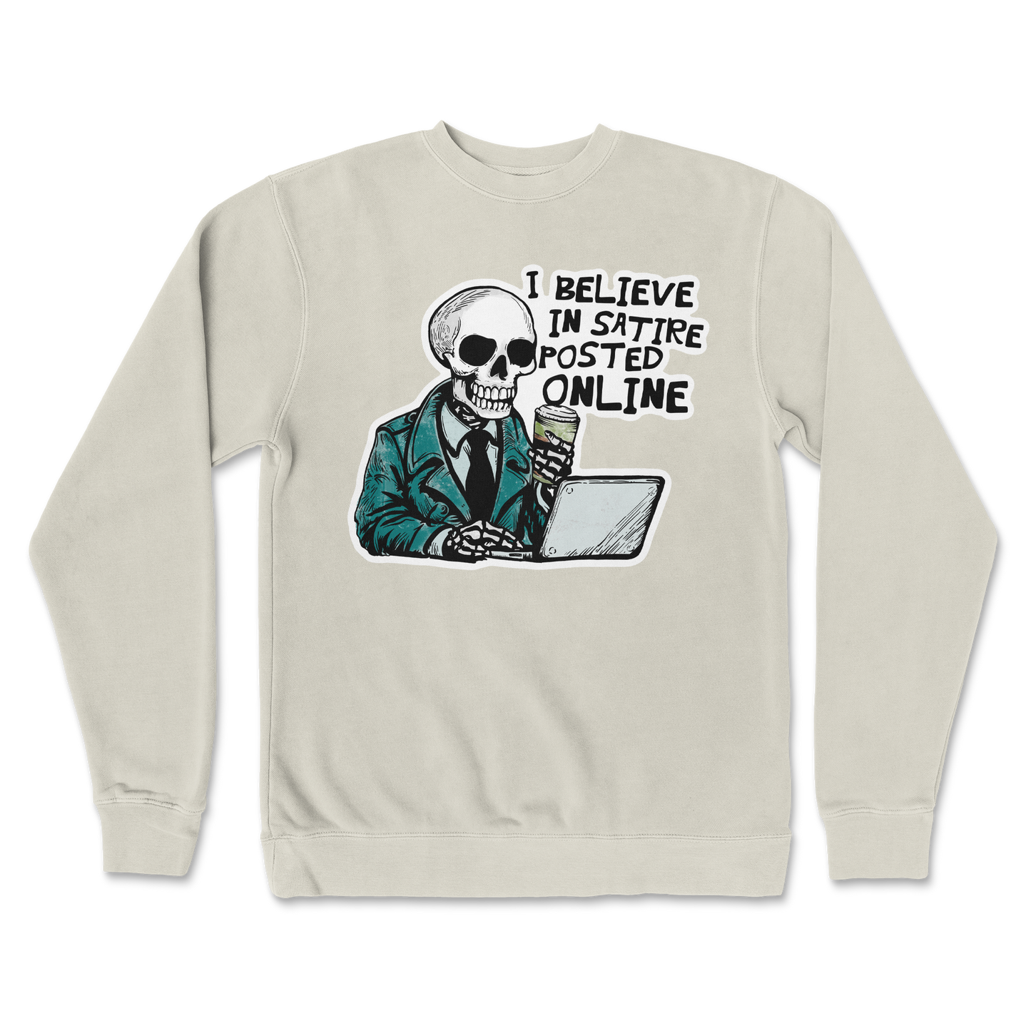 Independent Clothing Co. Crew Neck Believe in Satire in Bone