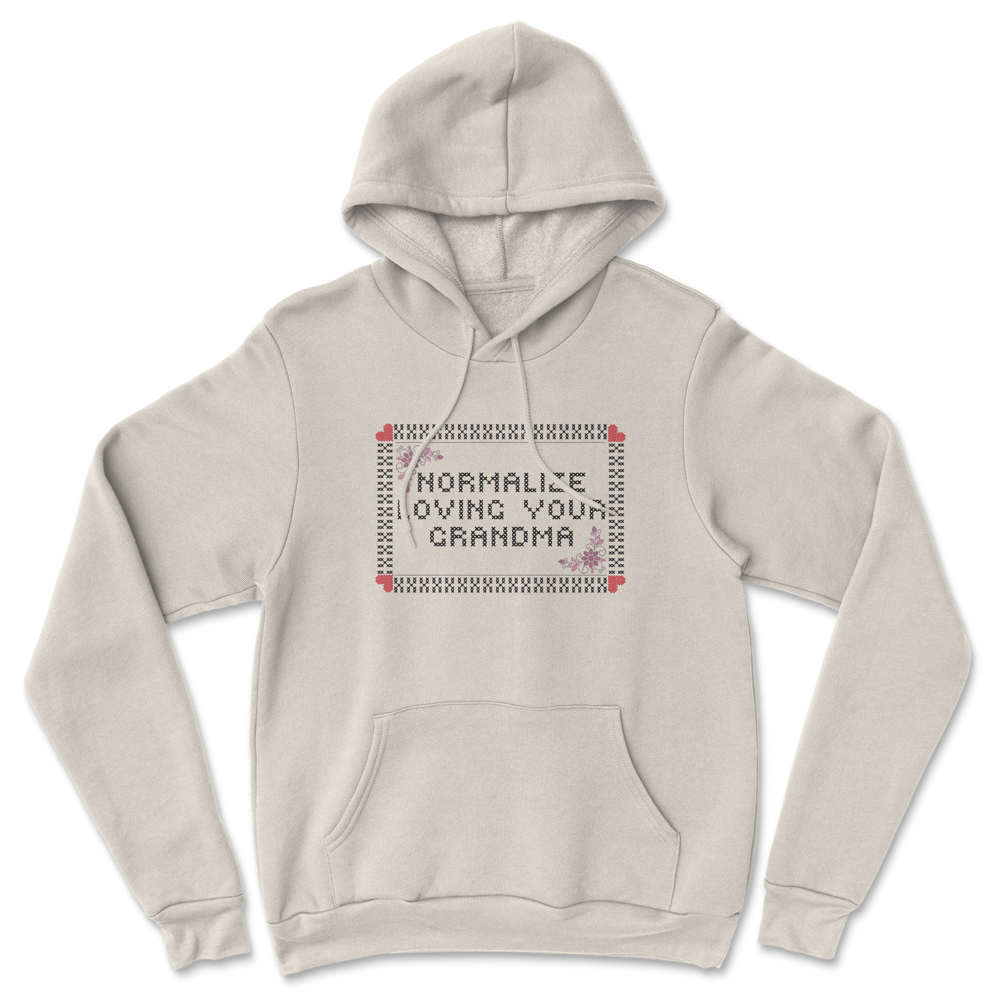 Heavy Blend Hoodie Cross Stitch in Sand