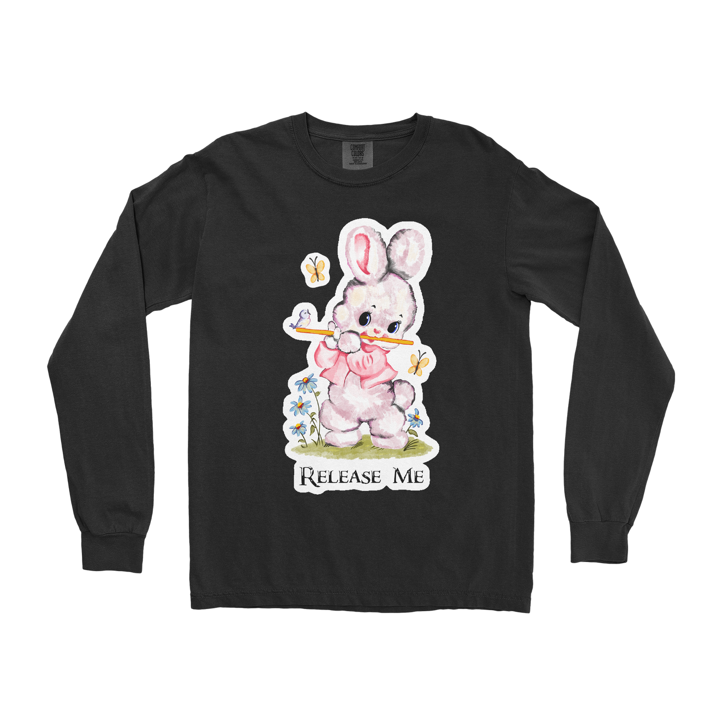 Comfort Colors Long Sleeve Cute Bunny in Black