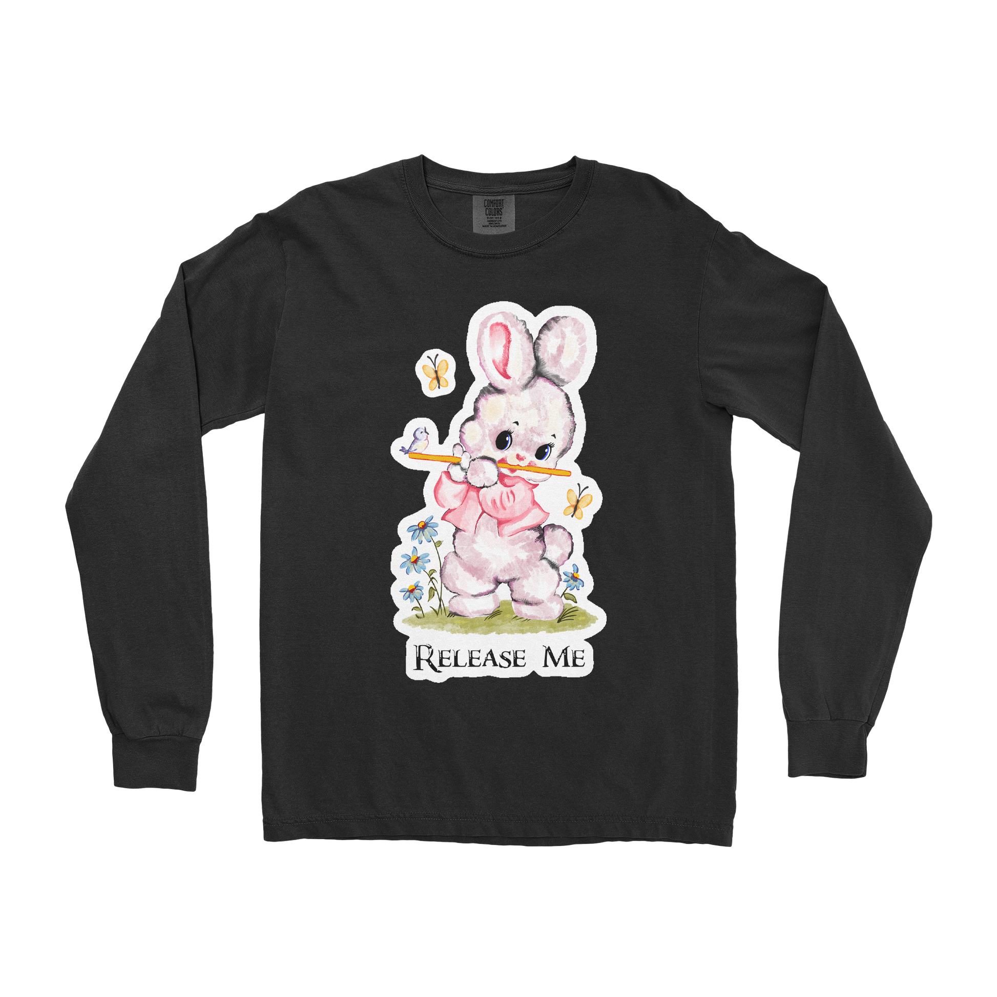 Comfort Colors Long Sleeve Cute Bunny in Black