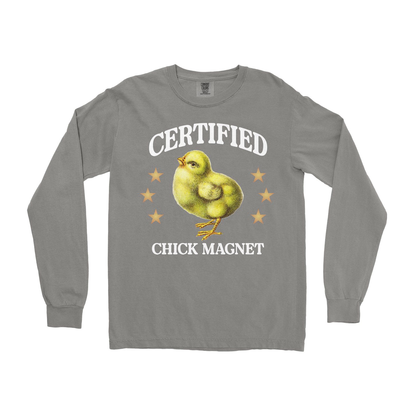 Comfort Colors Long Sleeve Chick Magnet in Grey