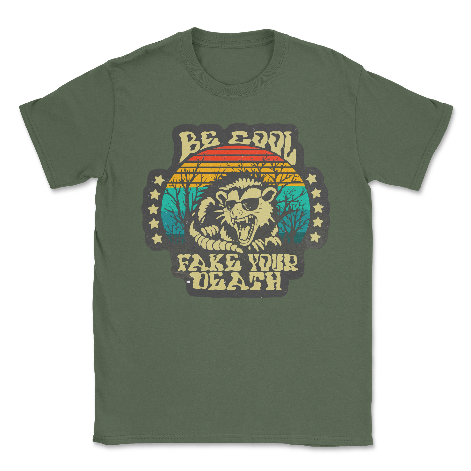 Heavy Blend T-Shirt Fake Your Death in Military Green