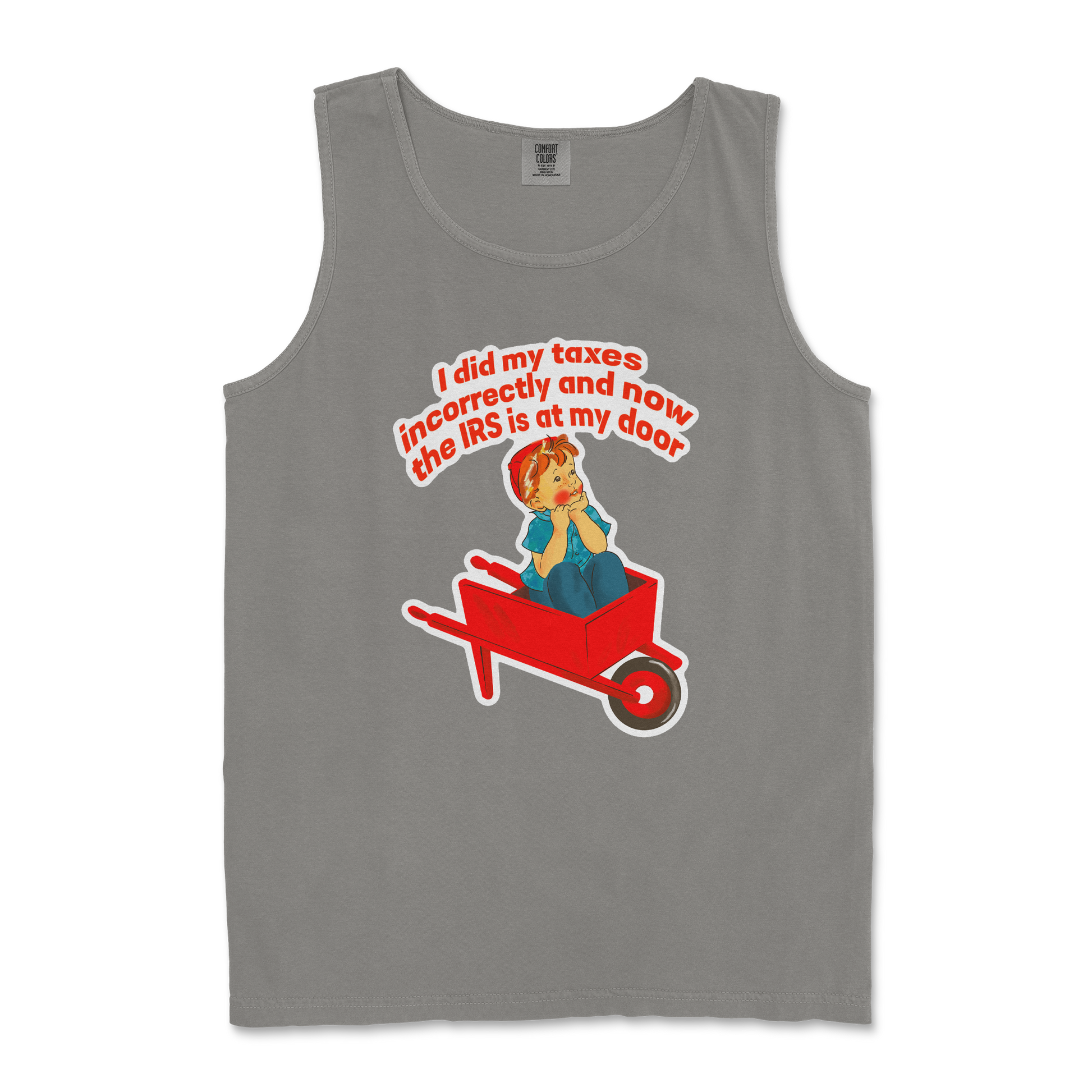 Comfort Colors Tank Top Here Comes the IRS in Grey