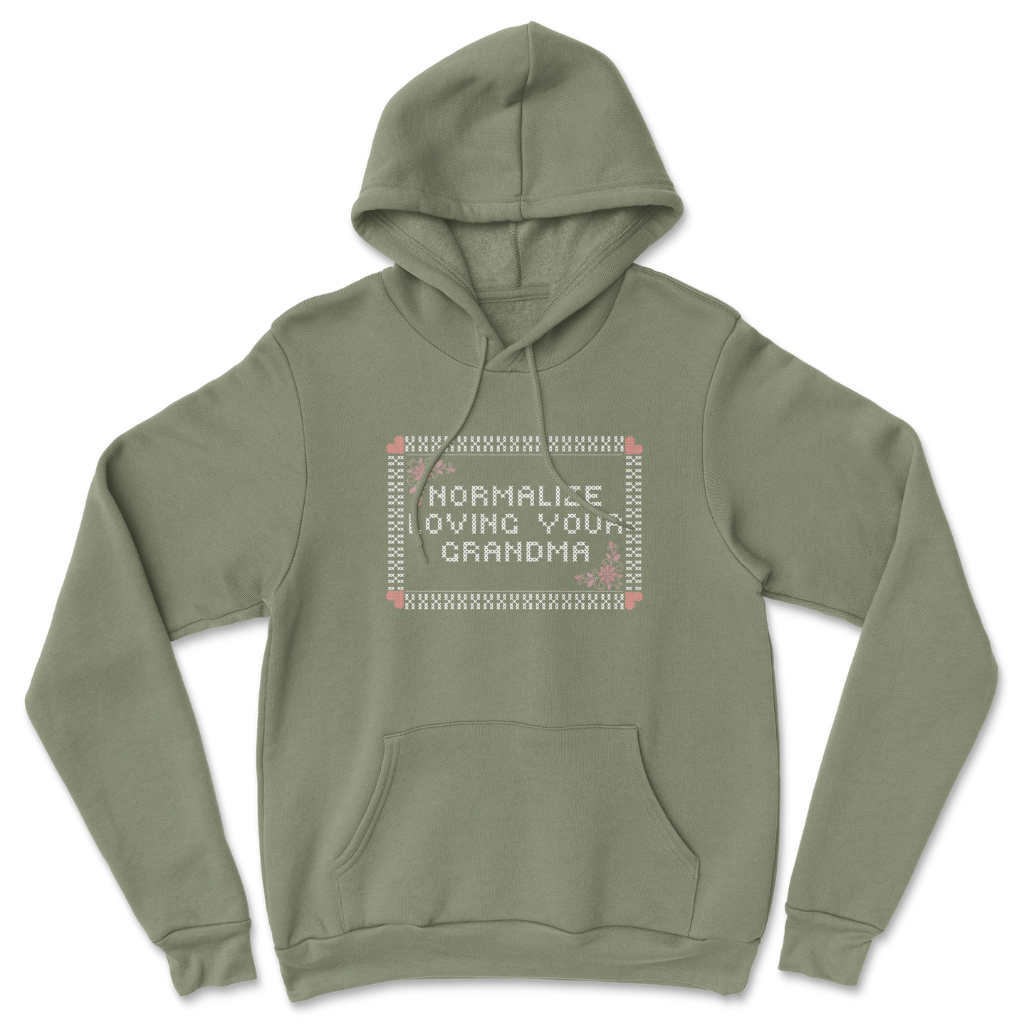 Heavy Blend Hoodie Cross Stitch in Military Green