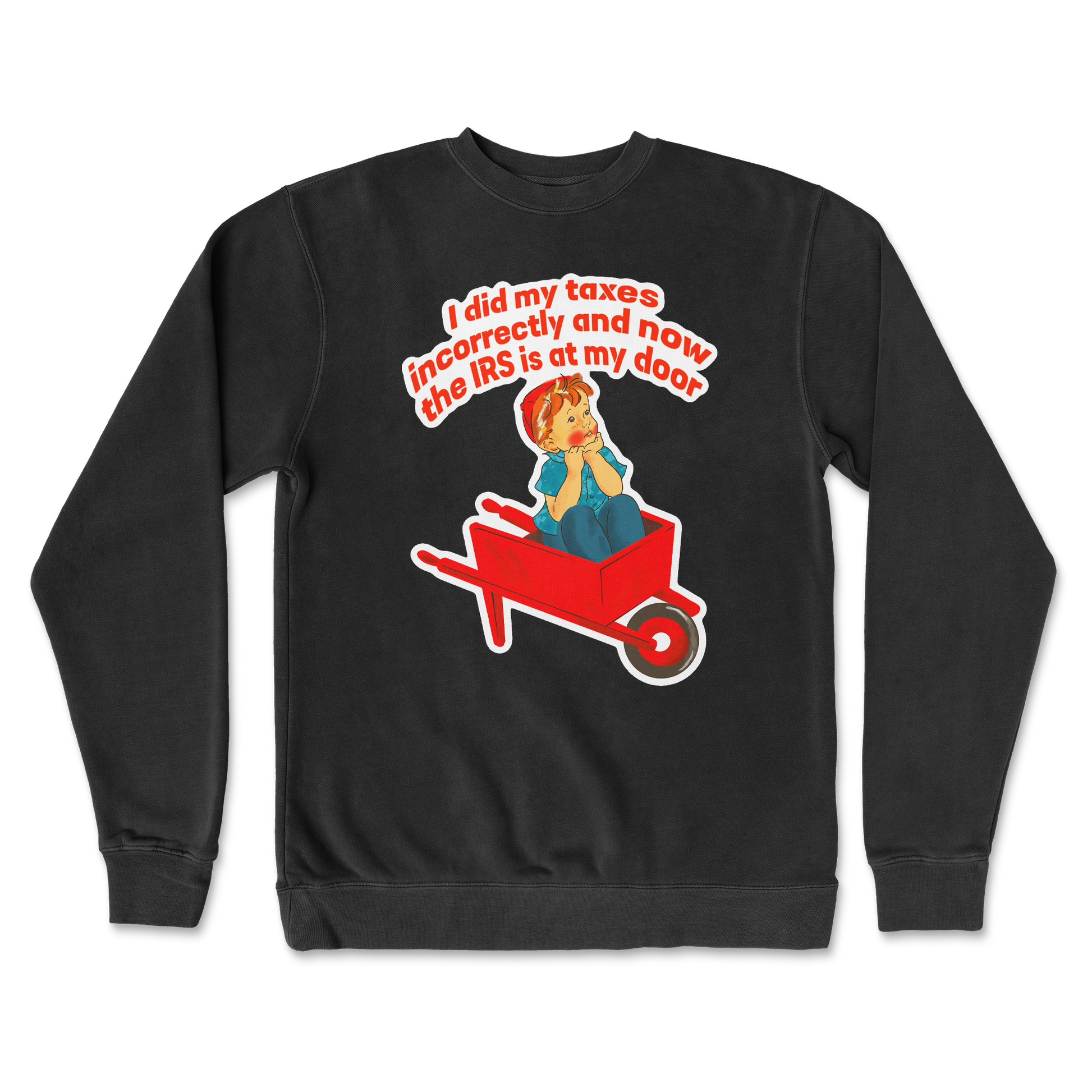 Independent Clothing Co. Crew Neck Here Comes the IRS in Black