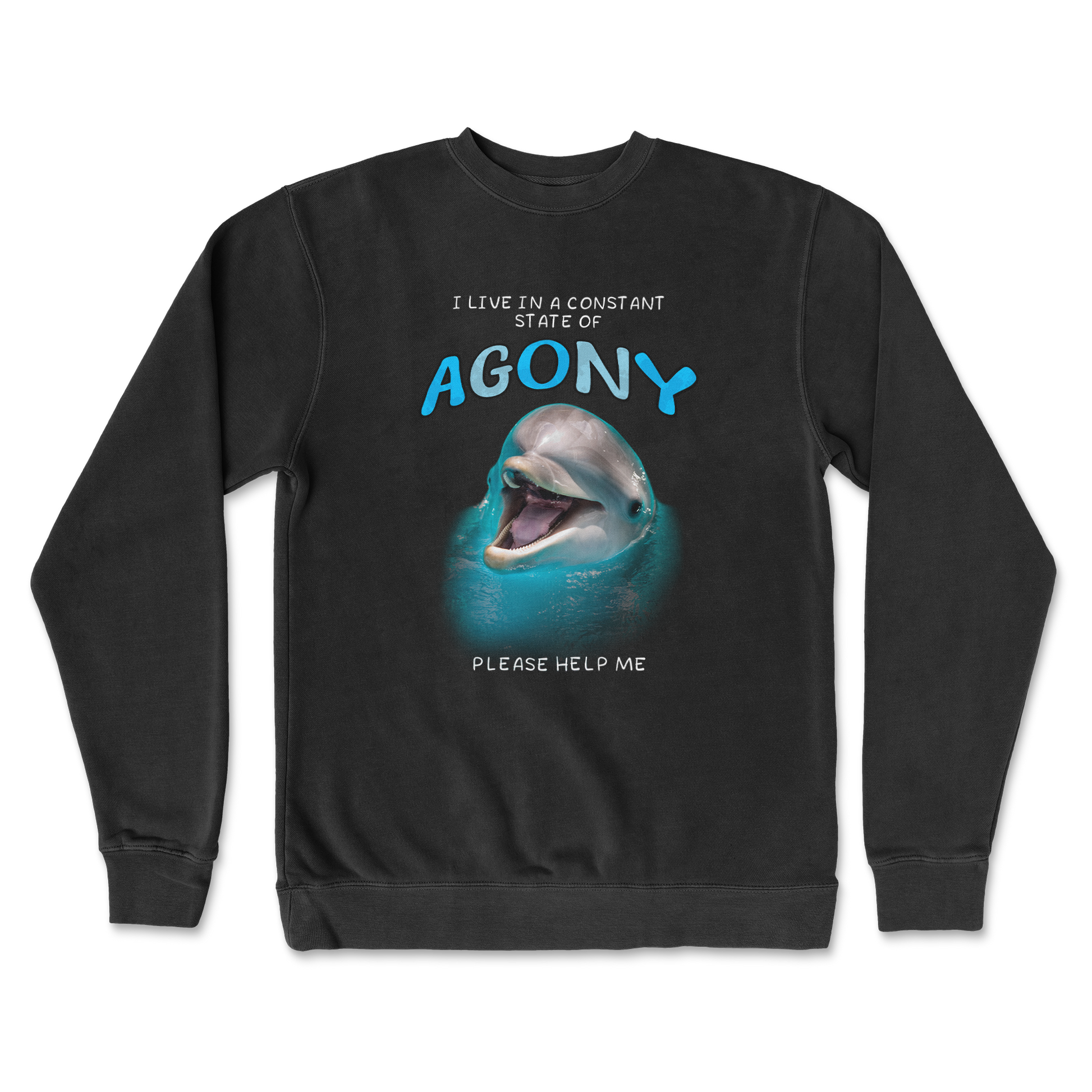 Independent Clothing Co. Crew Neck Agony Dolphin in Black