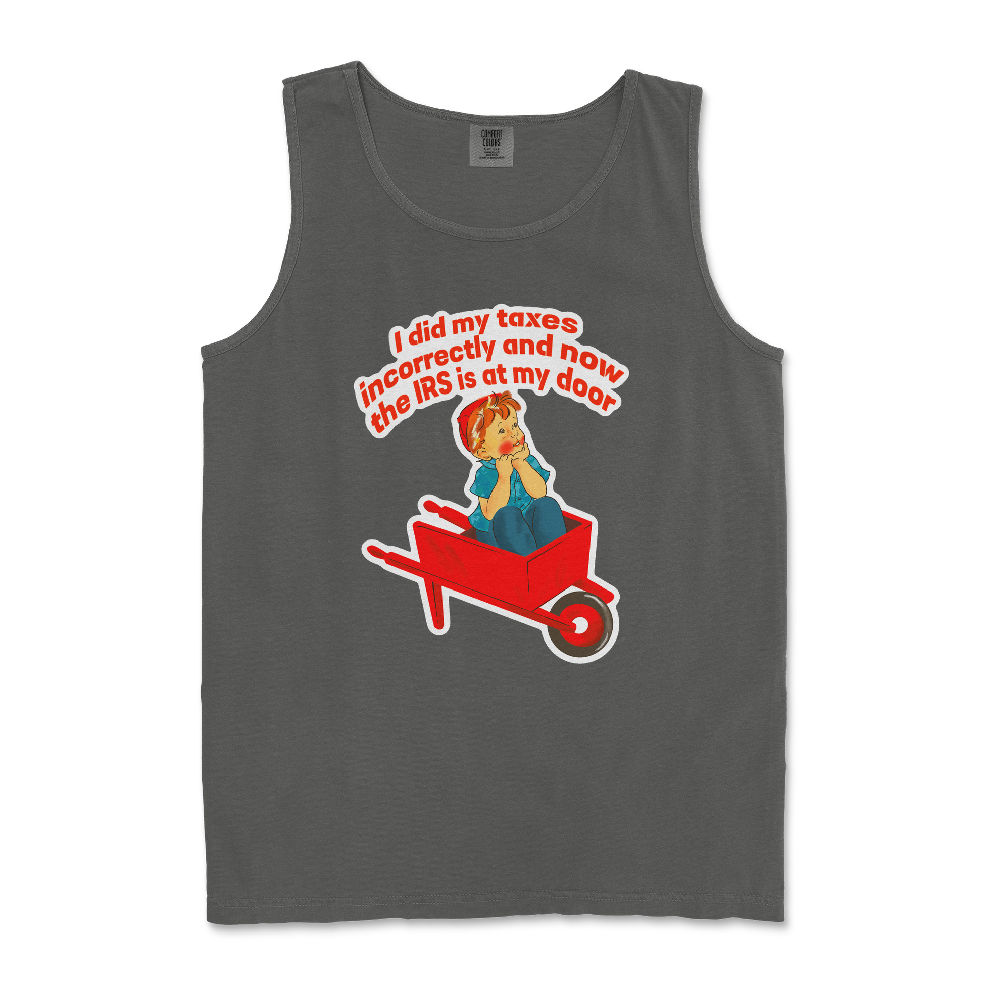 Comfort Colors Tank Top Here Comes the IRS in Pepper