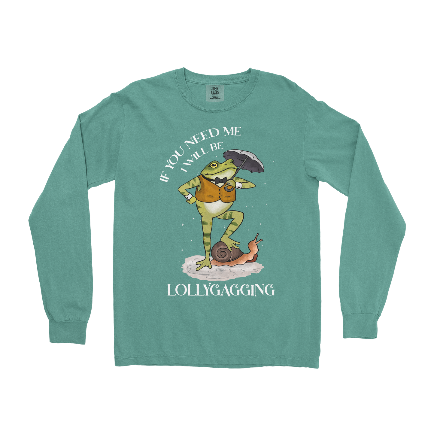 Comfort Colors Long Sleeve Lollygagging in Light-Green