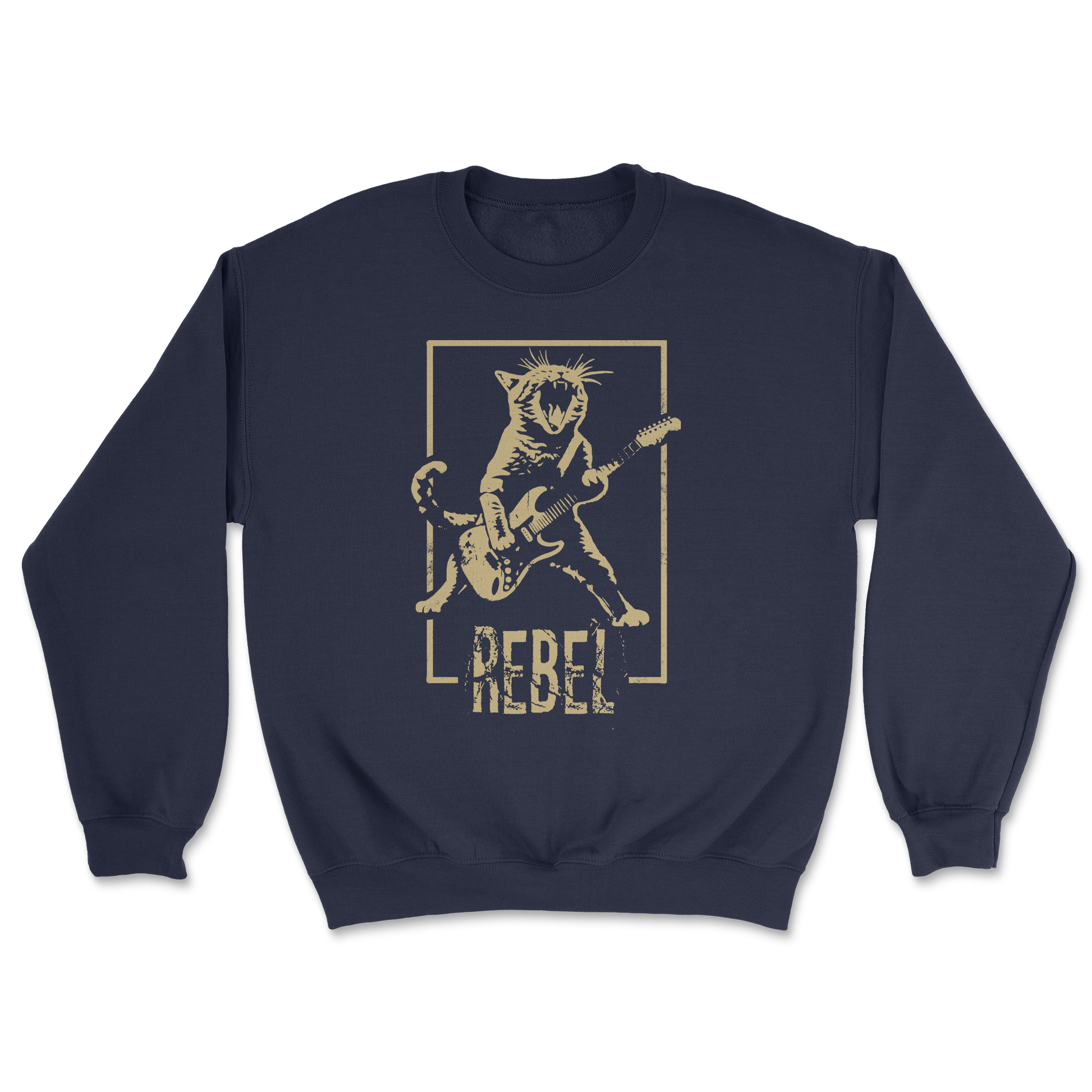 Heavy Blend Crew Neck Rebel Kitty in Navy