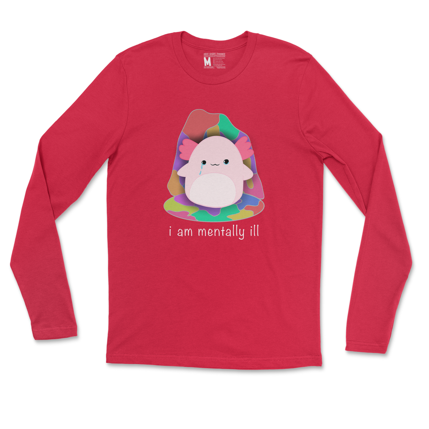 Gildan SoftStyle Long Sleeve Mentally Ill and Squishy in Red