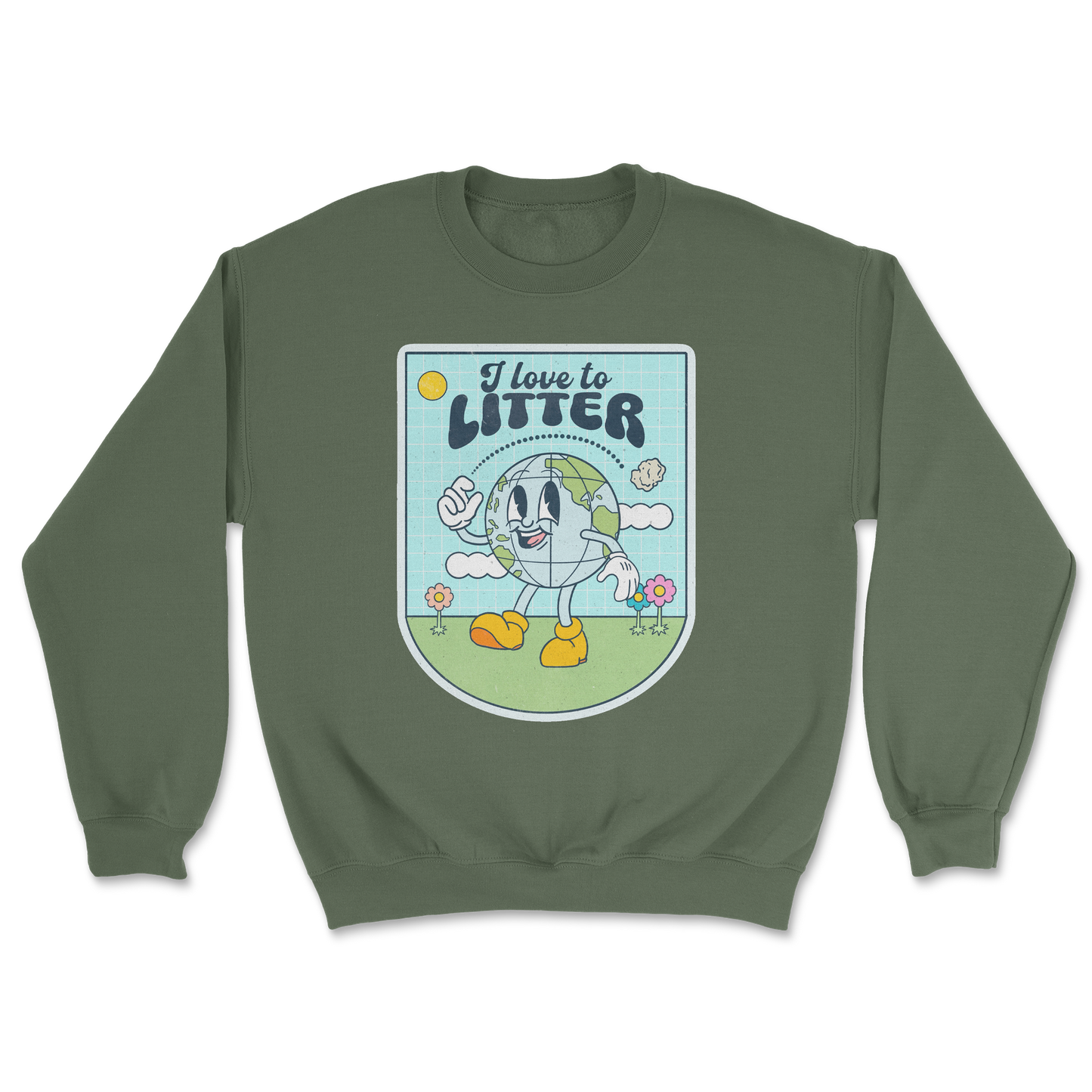 Heavy Blend Crew Neck Earth Day in Military Green