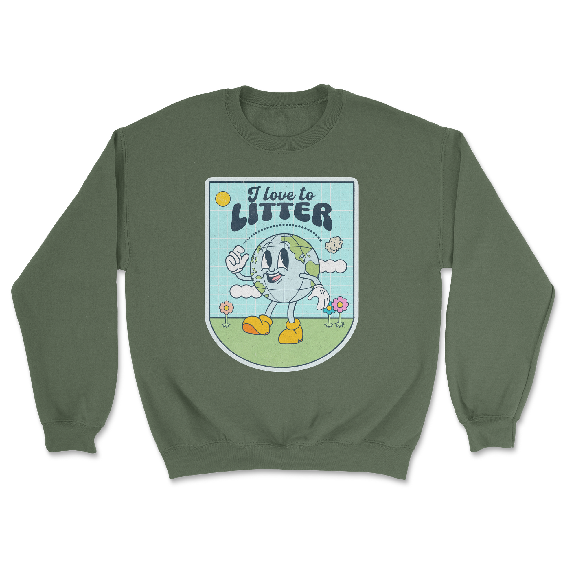 Heavy Blend Crew Neck Earth Day in Military Green