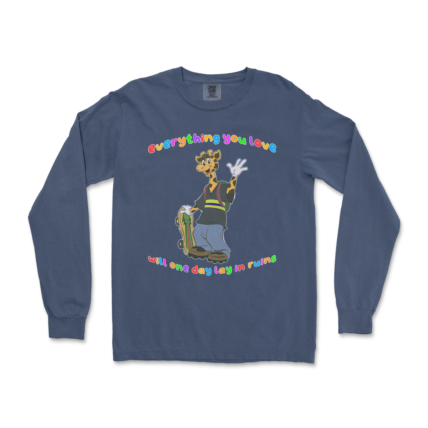 Comfort Colors Long Sleeve Jerry the Giraffe in Midnight