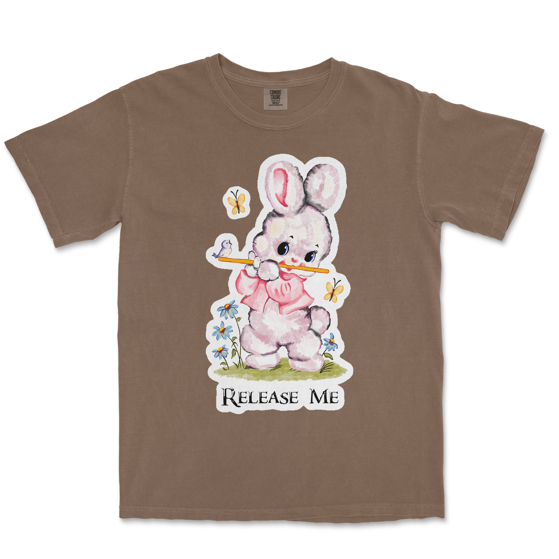 Comfort Colors T-Shirt Cute Bunny in Espresso