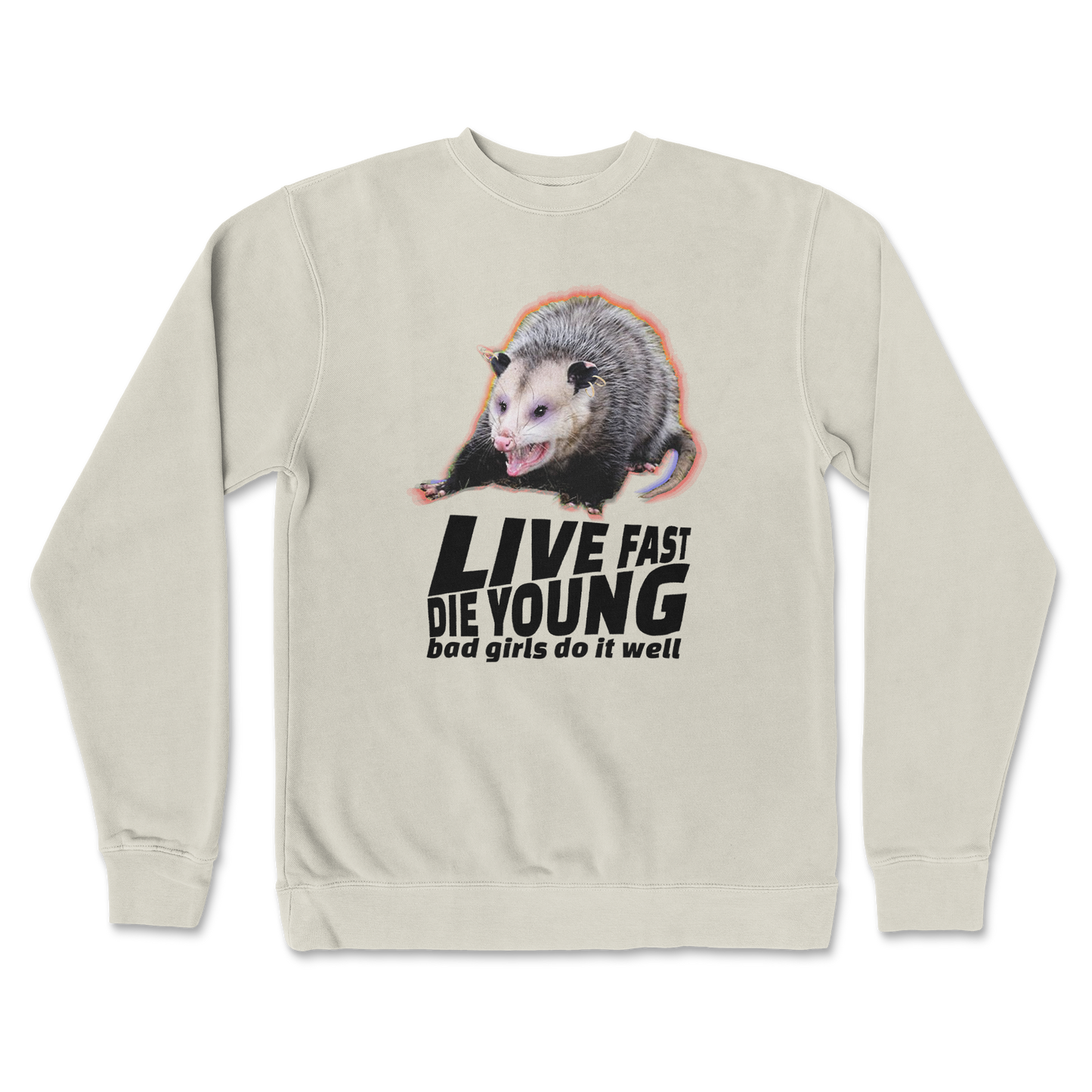 Independent Clothing Co. Crew Neck Live Fast Die Young in Bone