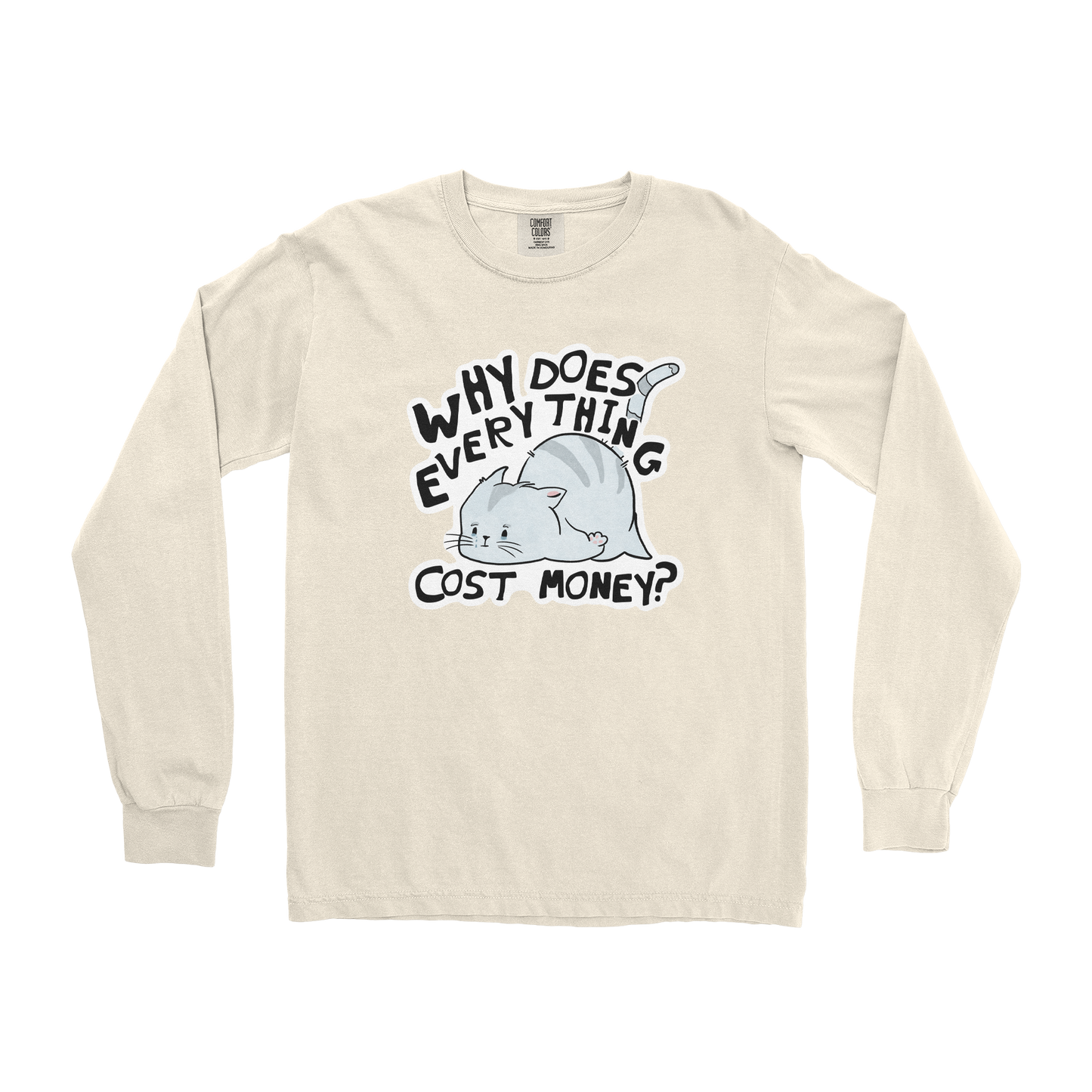 Comfort Colors Long Sleeve Broke Cat in Ivory