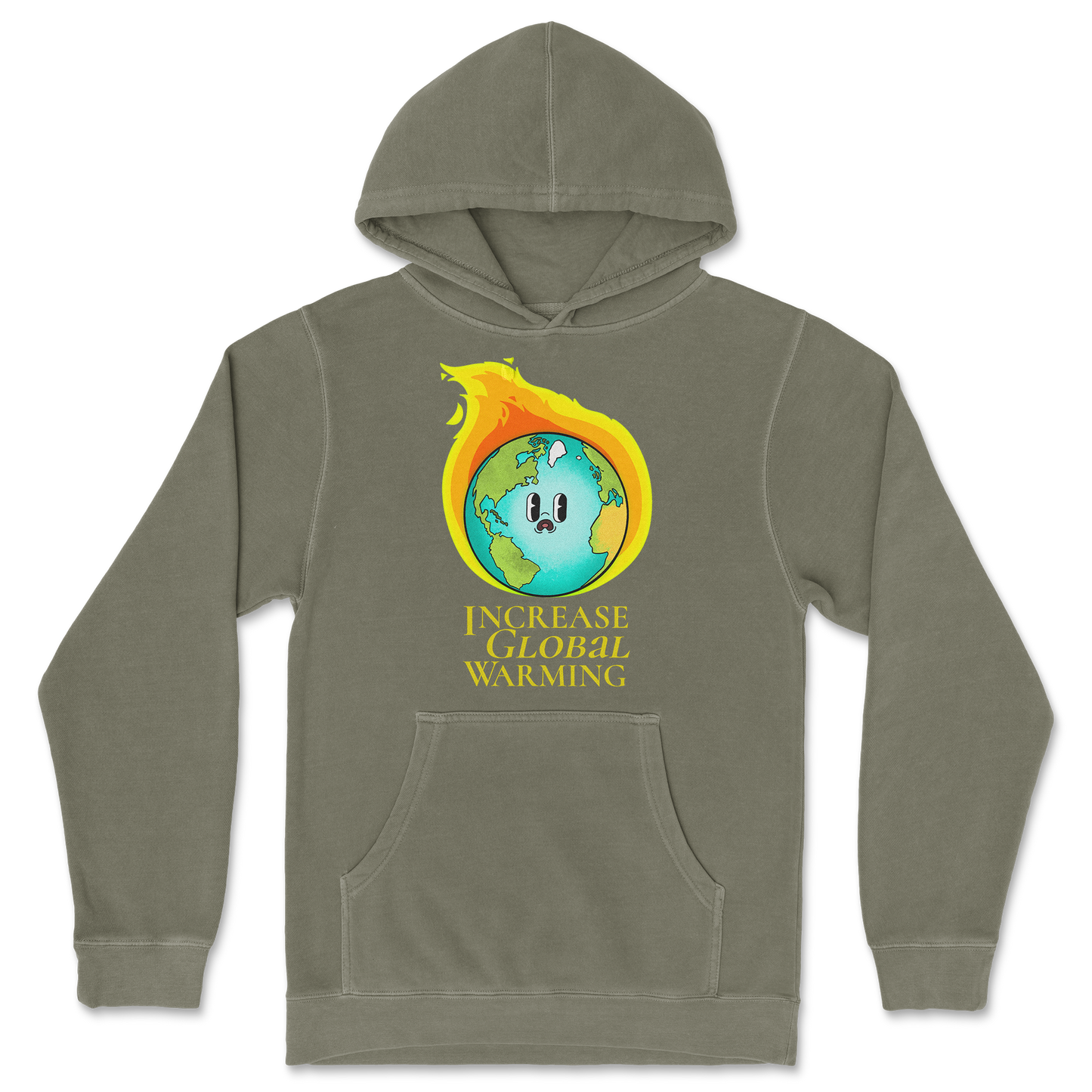 Independent Clothing Co. Hoodie Increase Global Warming in Olive