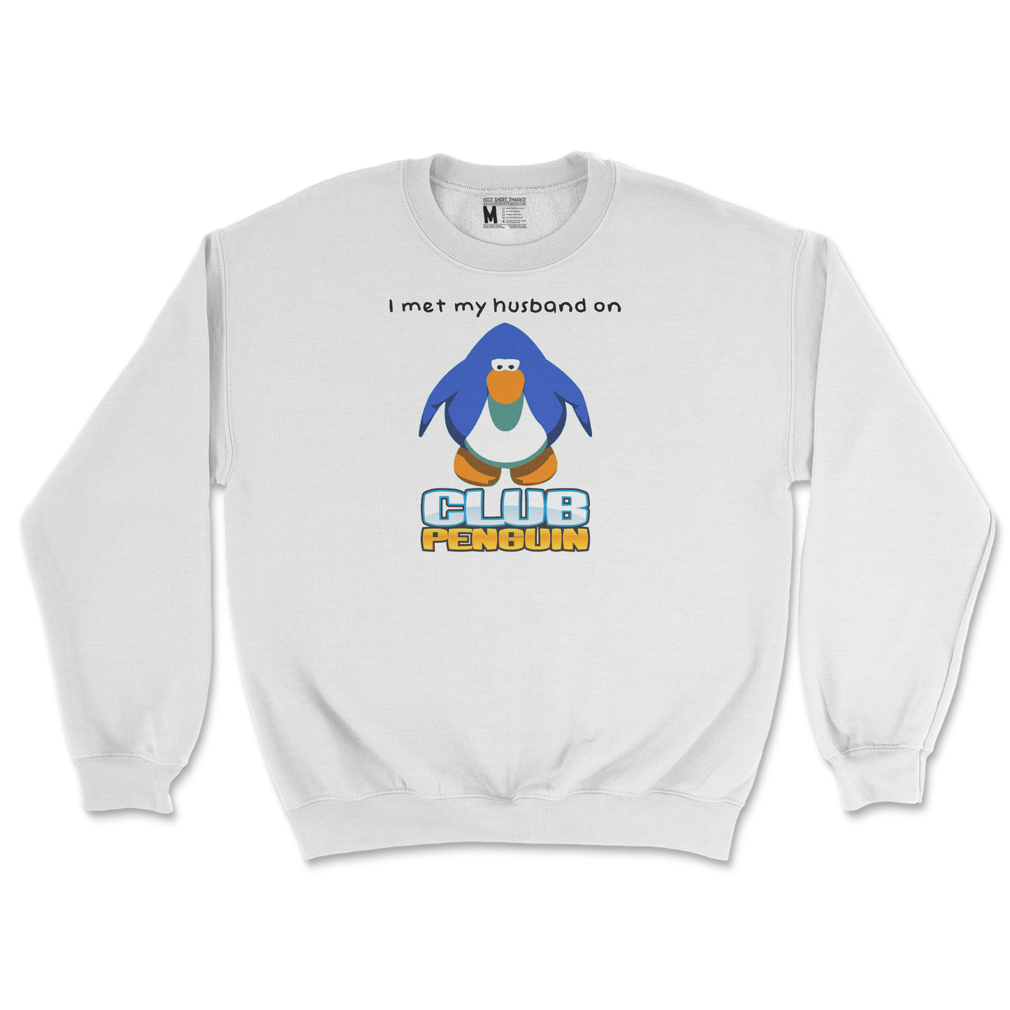 Gildan SoftStyle Crew Neck Club Penguin Husband  in White