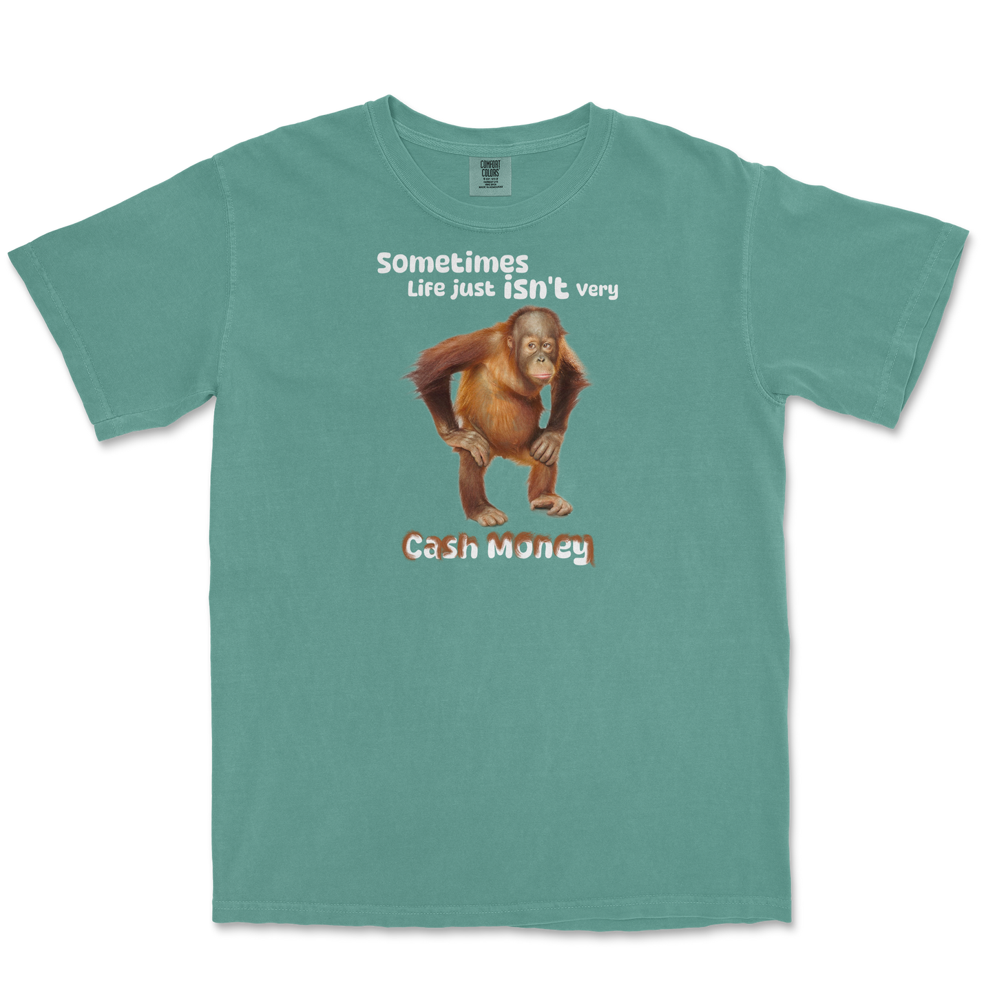 Comfort Colors T-Shirt Cash Money Monkey in Light-Green