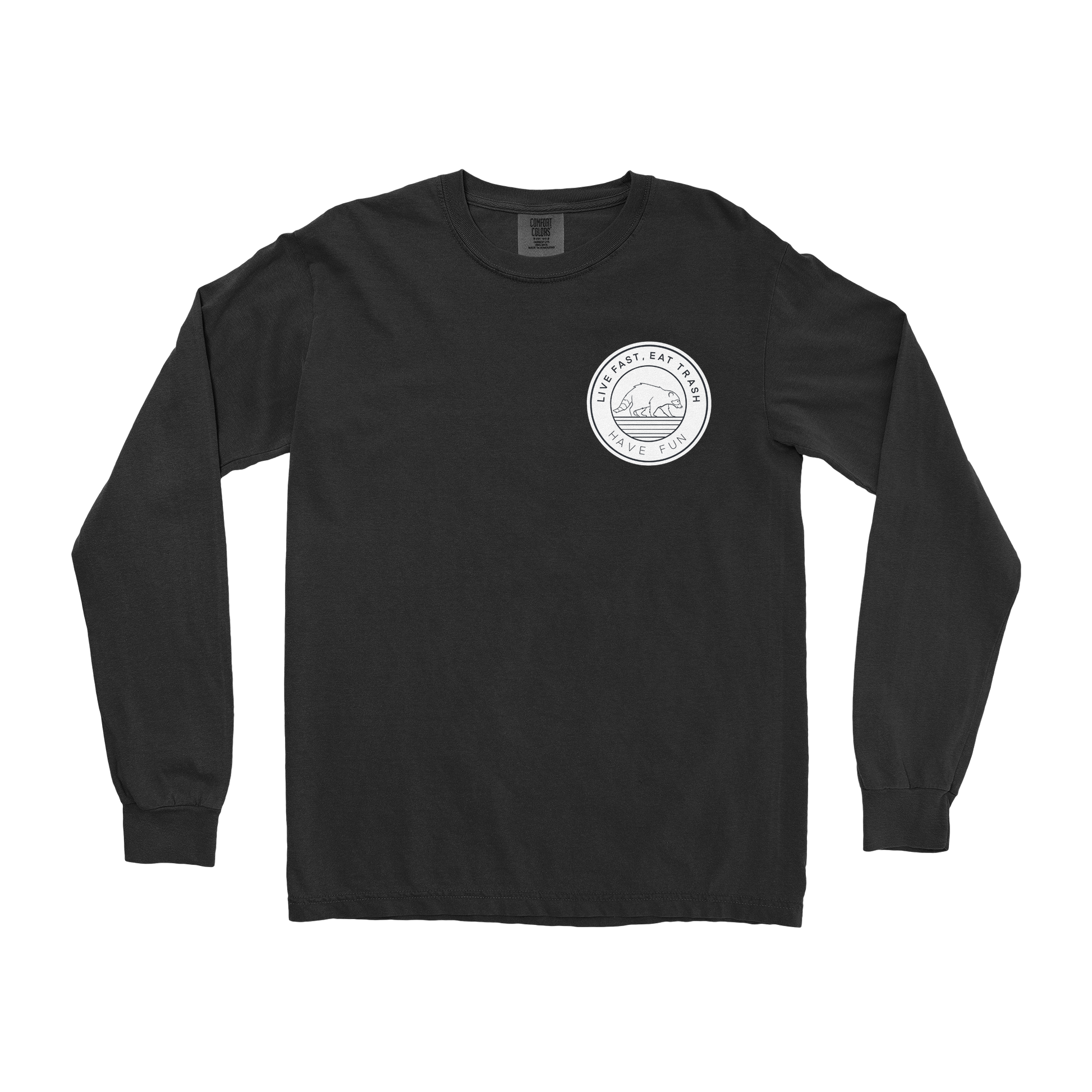 Comfort Colors Long Sleeve Raccoon Logo  in Black