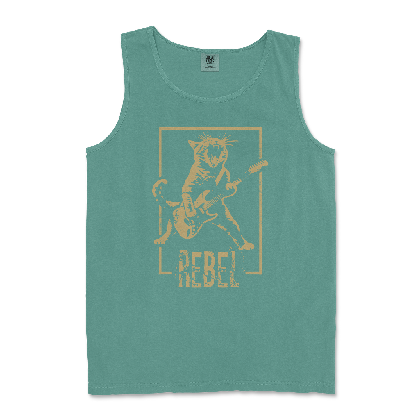 Comfort Colors Tank Top Rebel Kitty in Light Green