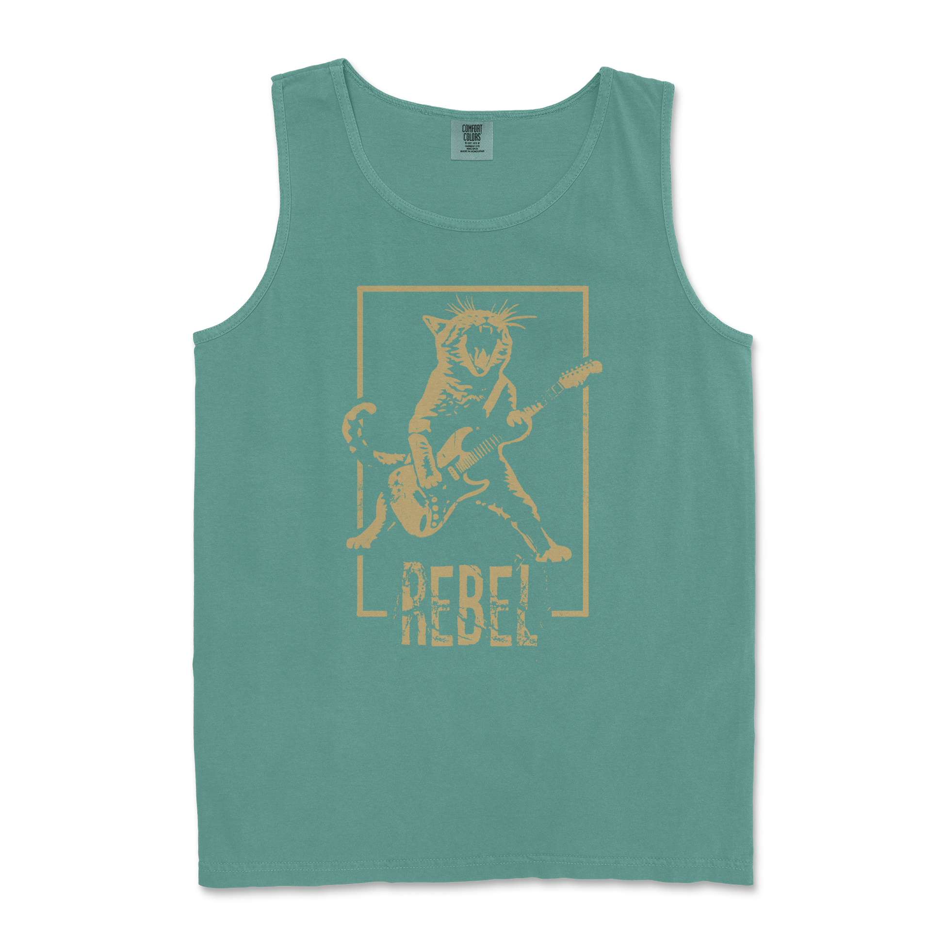 Comfort Colors Tank Top Rebel Kitty in Light Green