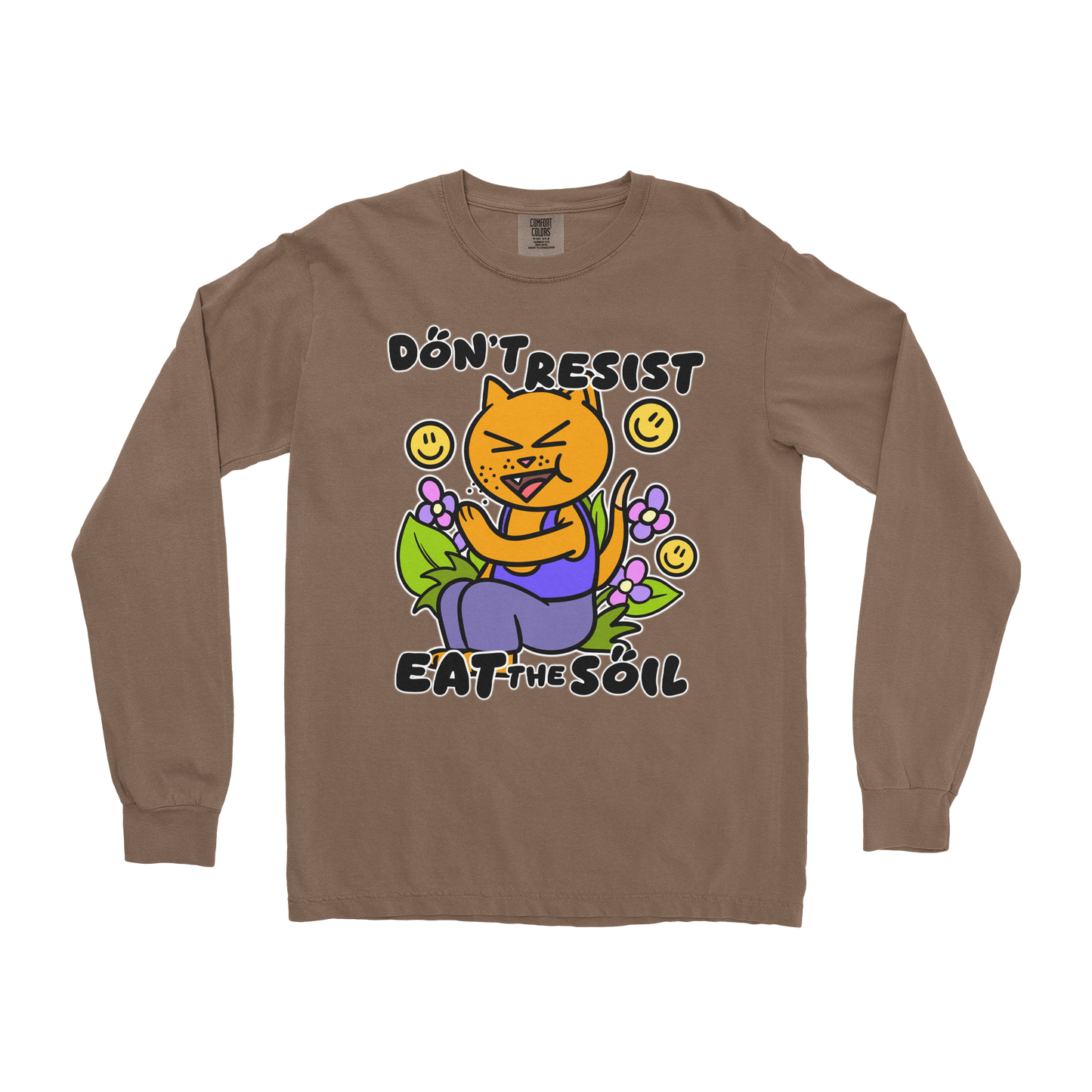 Comfort Colors Long Sleeve Eat The Soil in Espresso